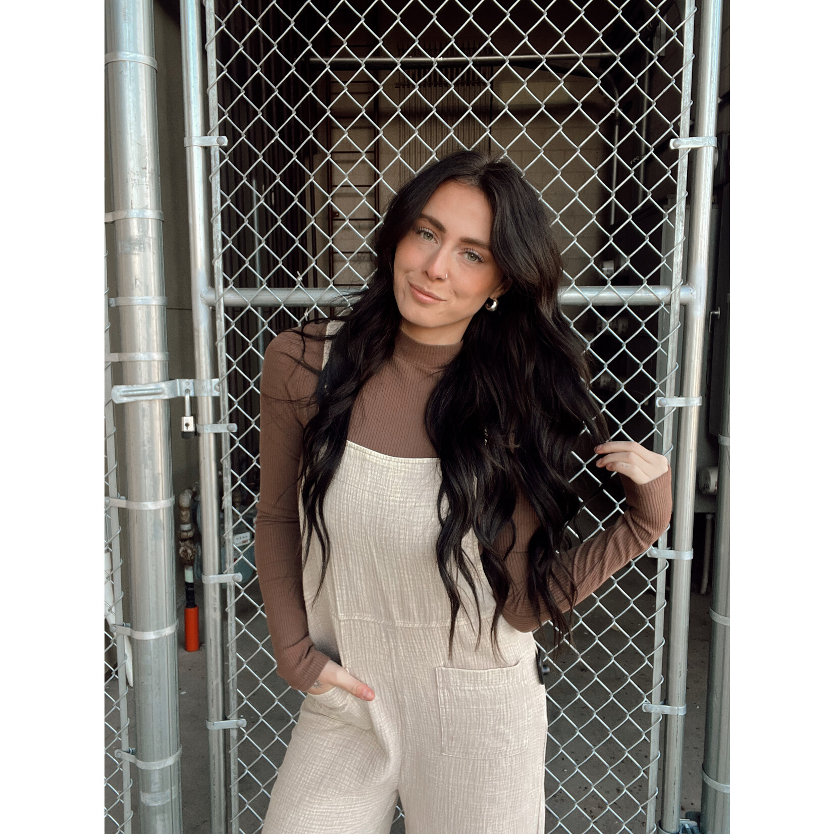 zenana Washed Gauze Wide Overalls