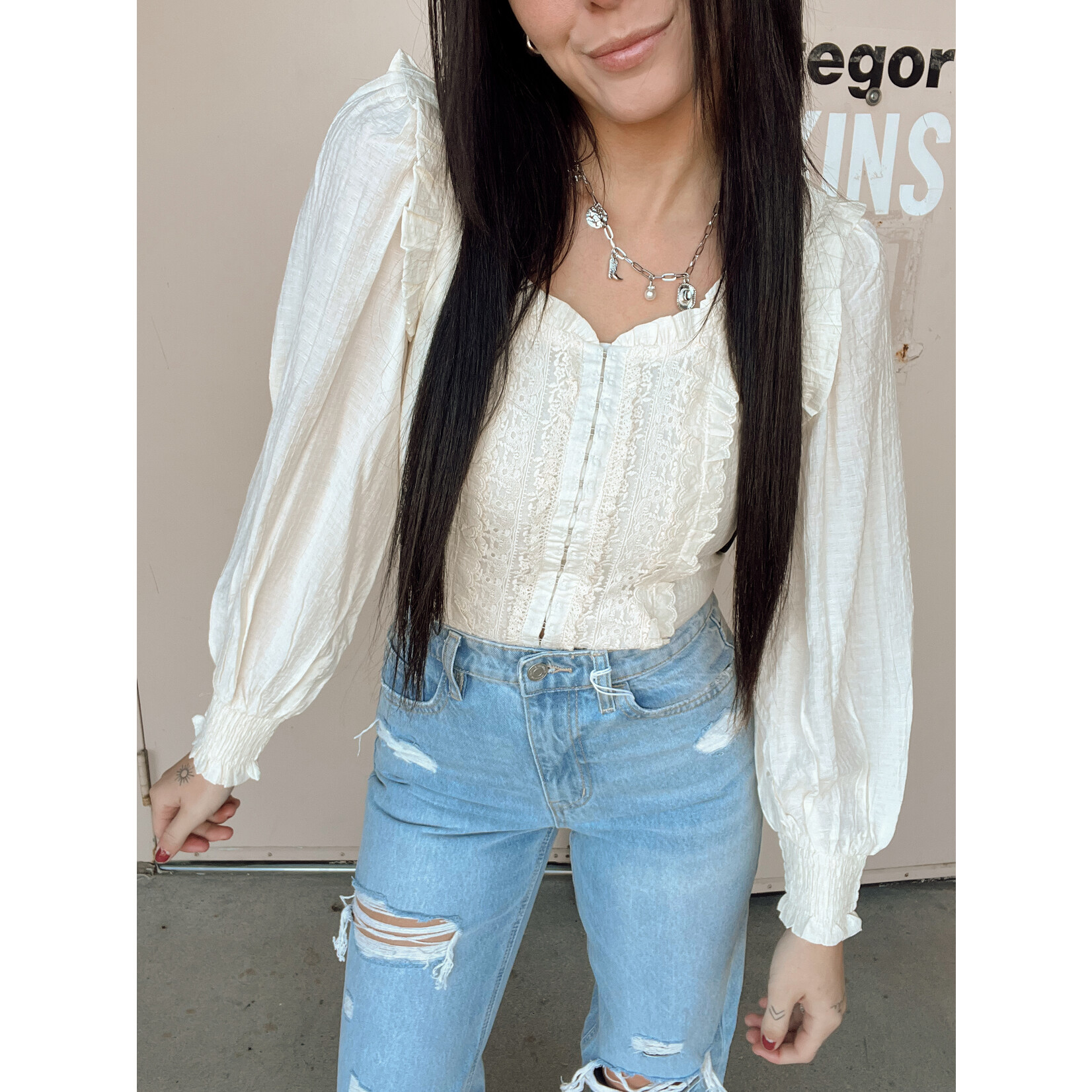 Ruffle Corset Blouse Top