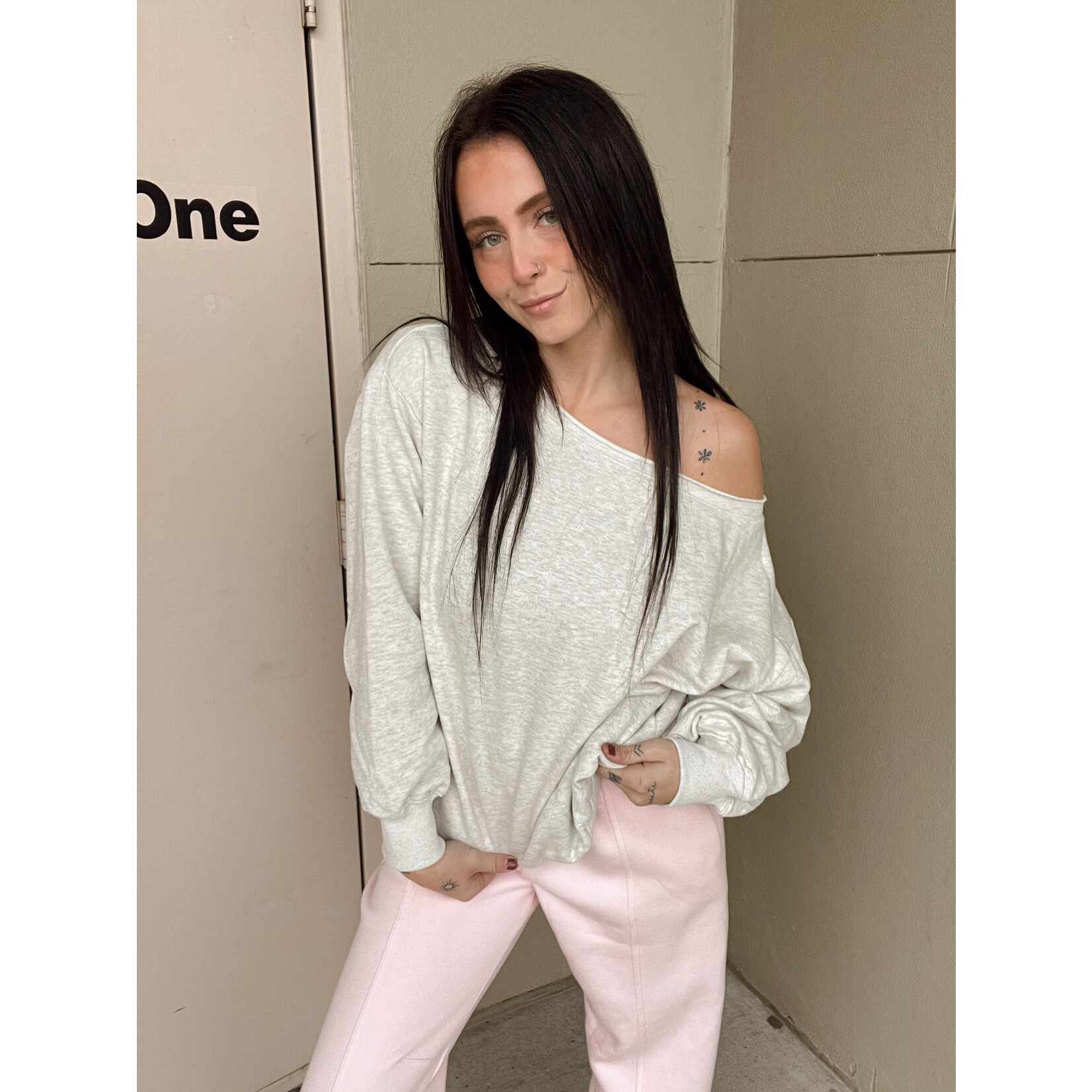 Evelyn Loose Fit One Shoulder Sweatshirt