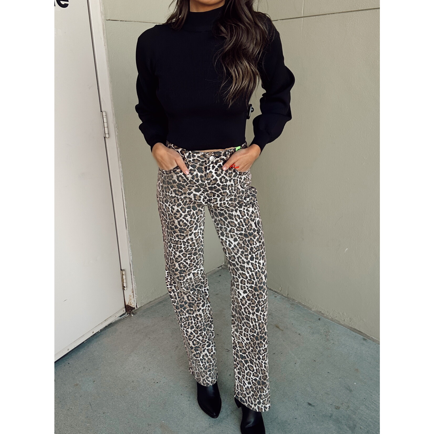 Leopard Wide Leg Jeans