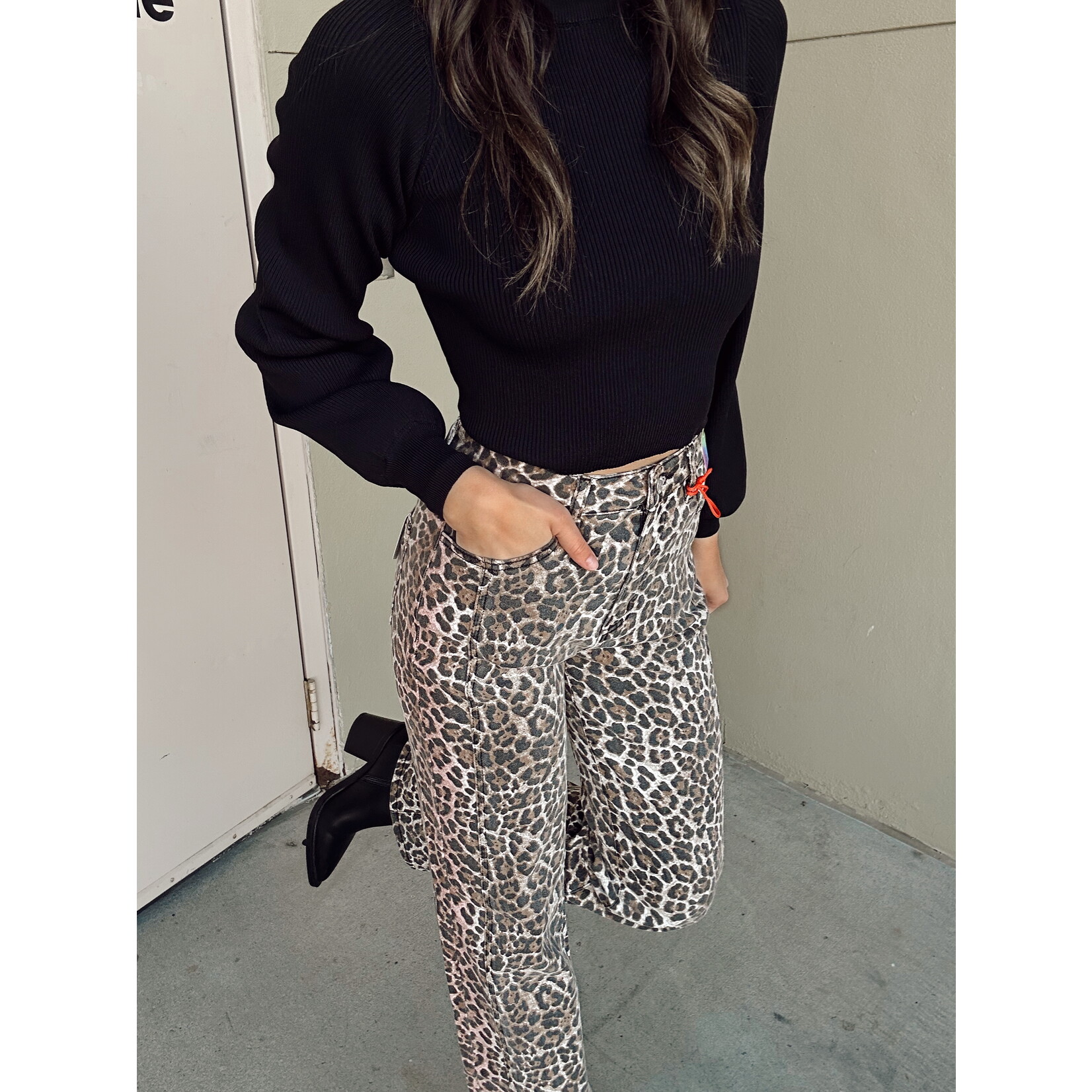 Leopard Wide Leg Jeans