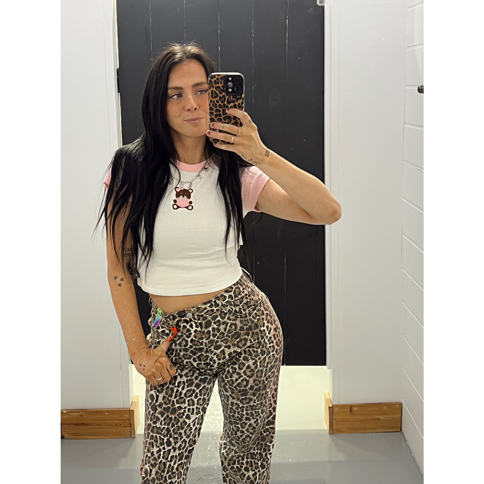 Bella+Canvas Teddy Bear Heart Emb. Baby Tee