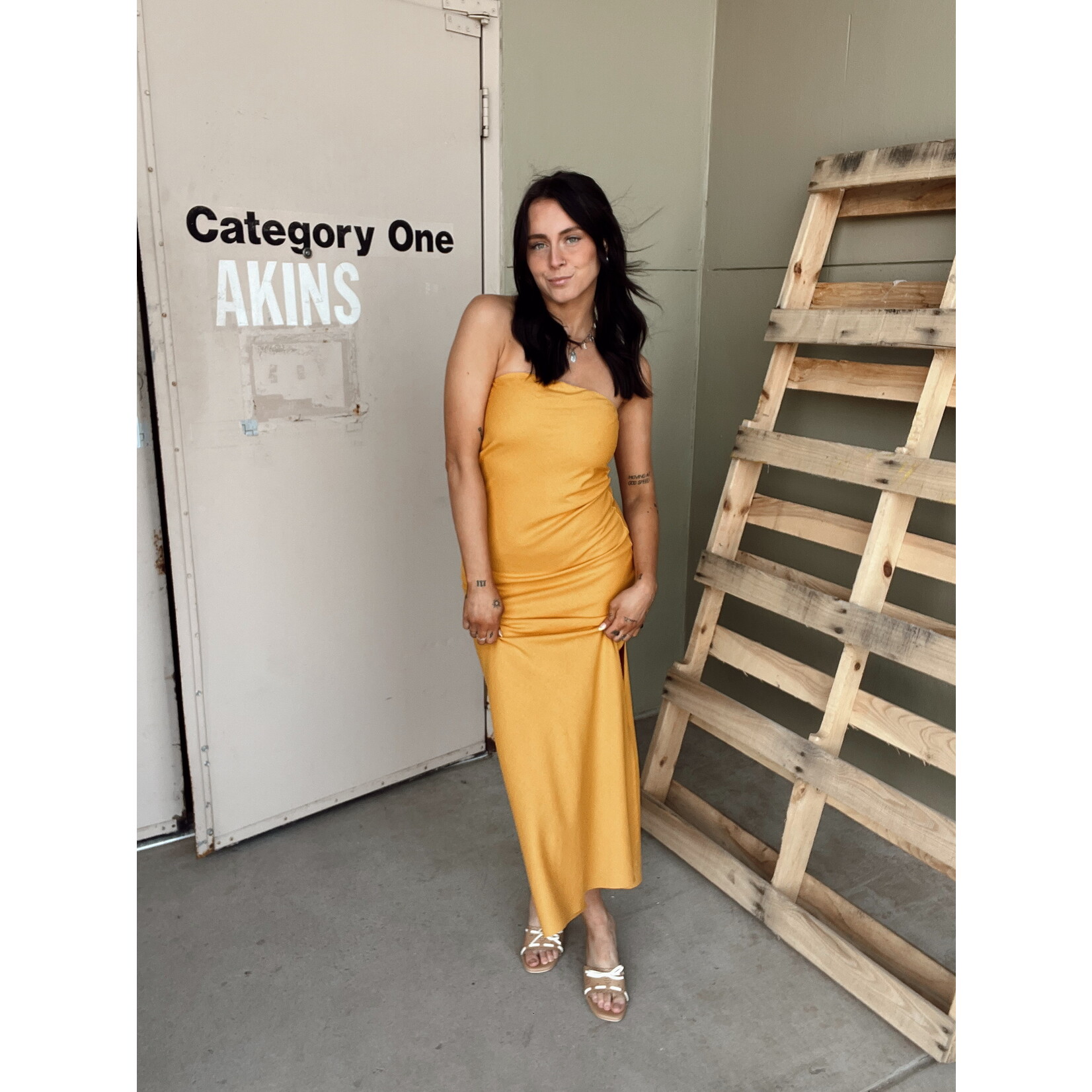 Strapless Bias Cut Maxi Dress