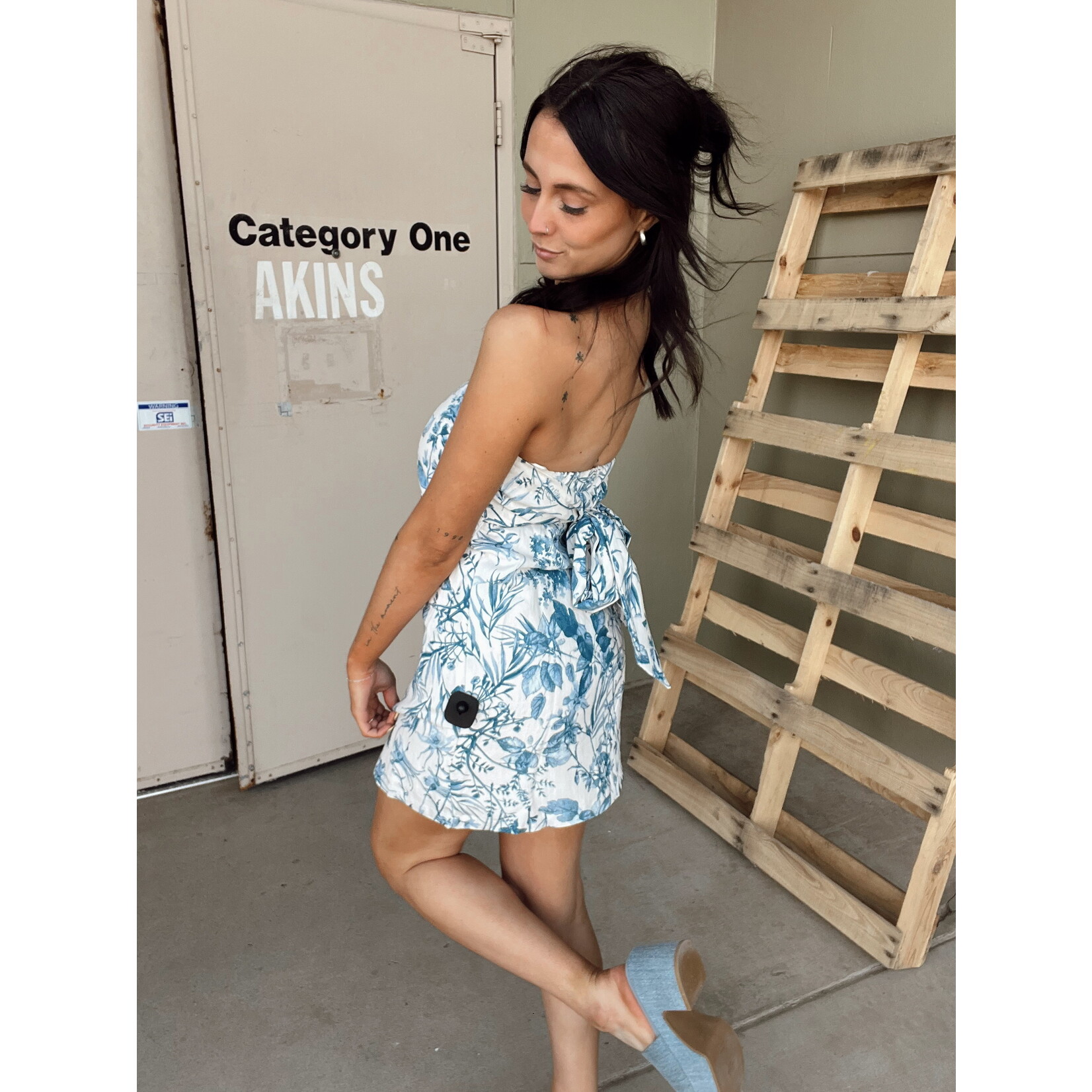 Strapless Tie Back Mini Dress