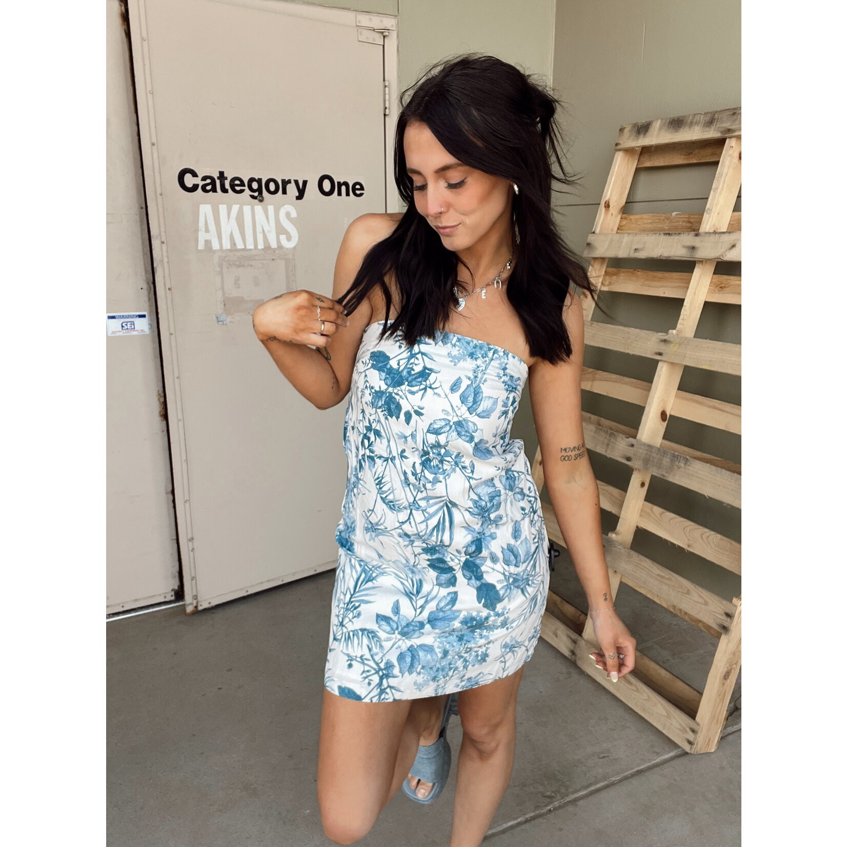 Strapless Tie Back Mini Dress