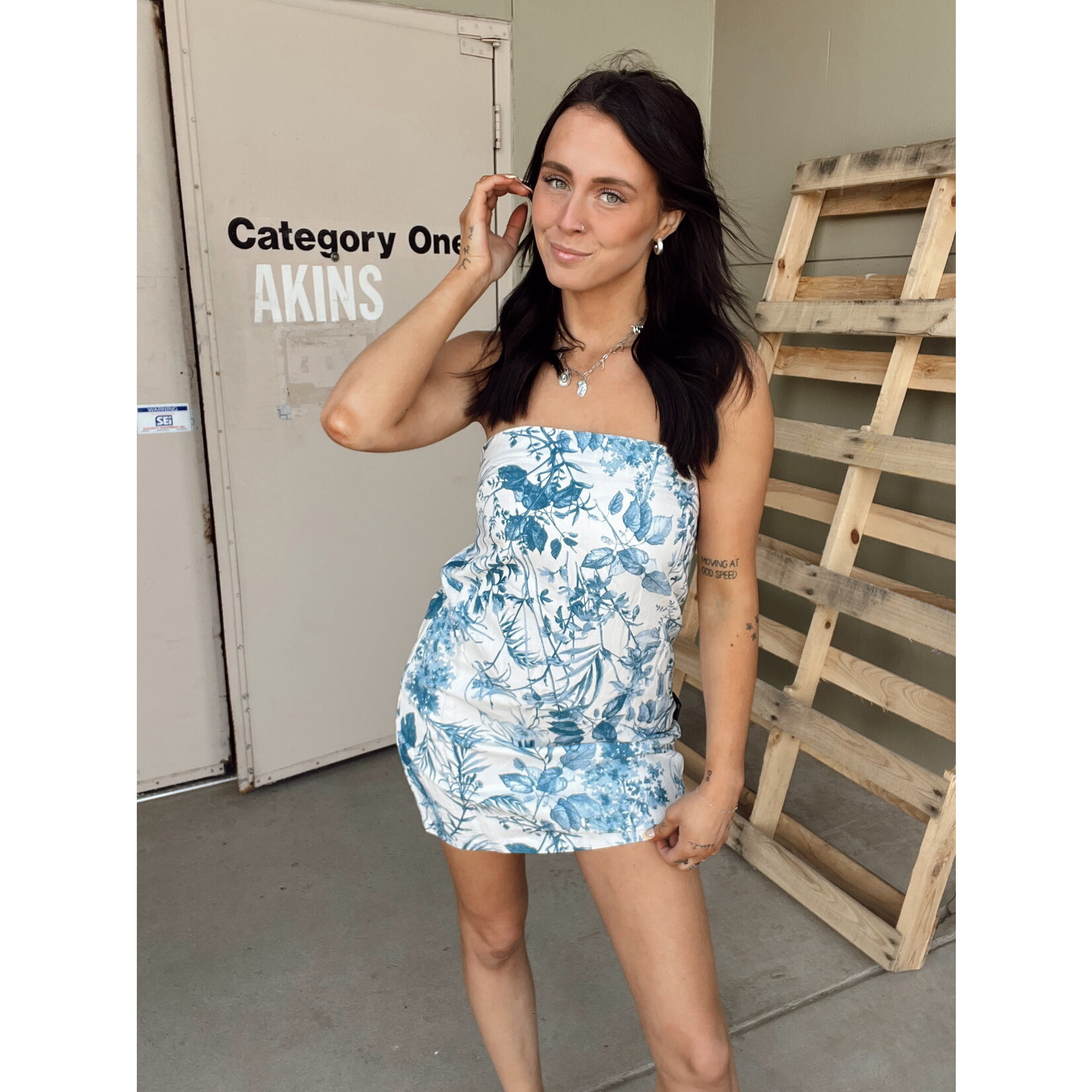 Strapless Tie Back Mini Dress