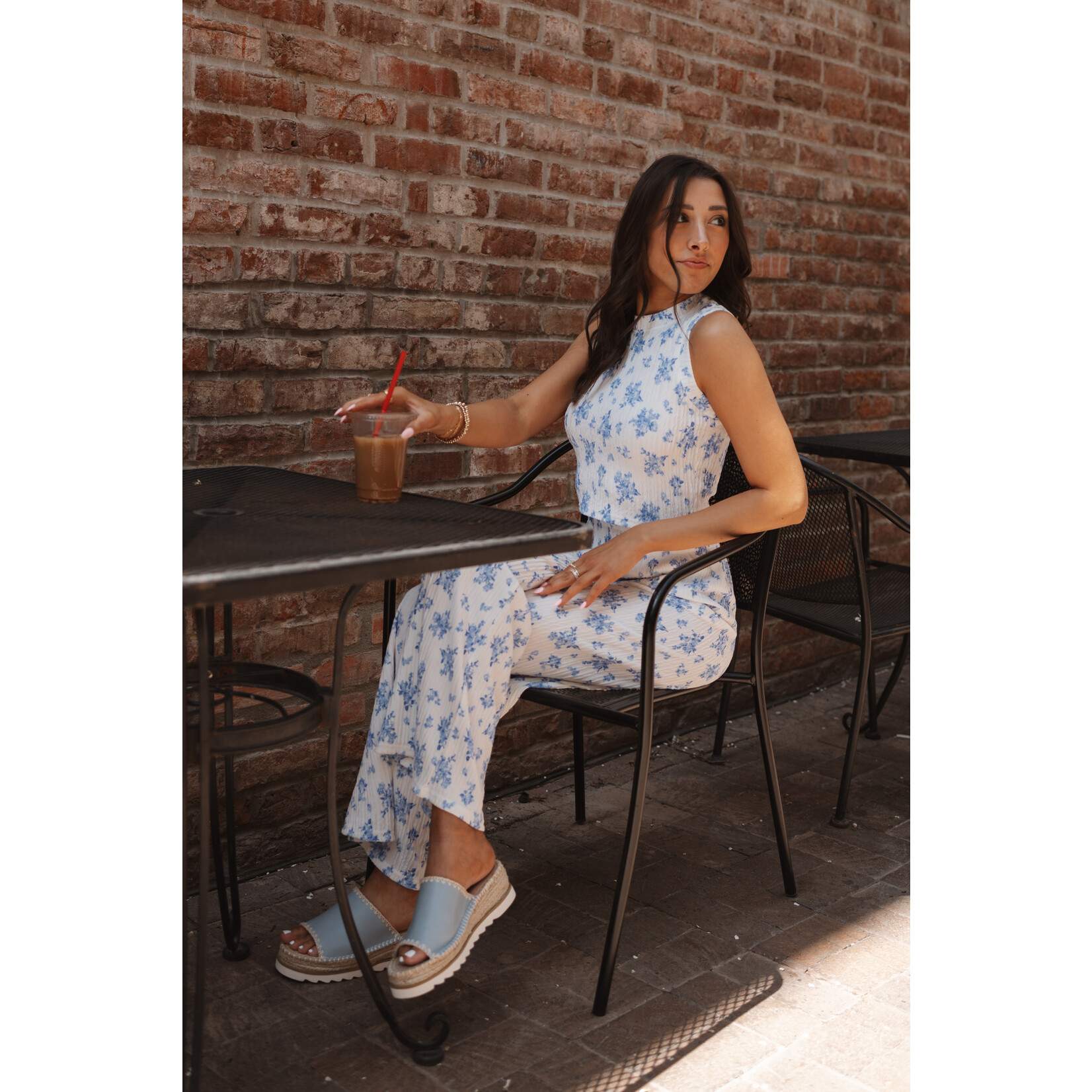 love poem Floral Crinkle Tank Top