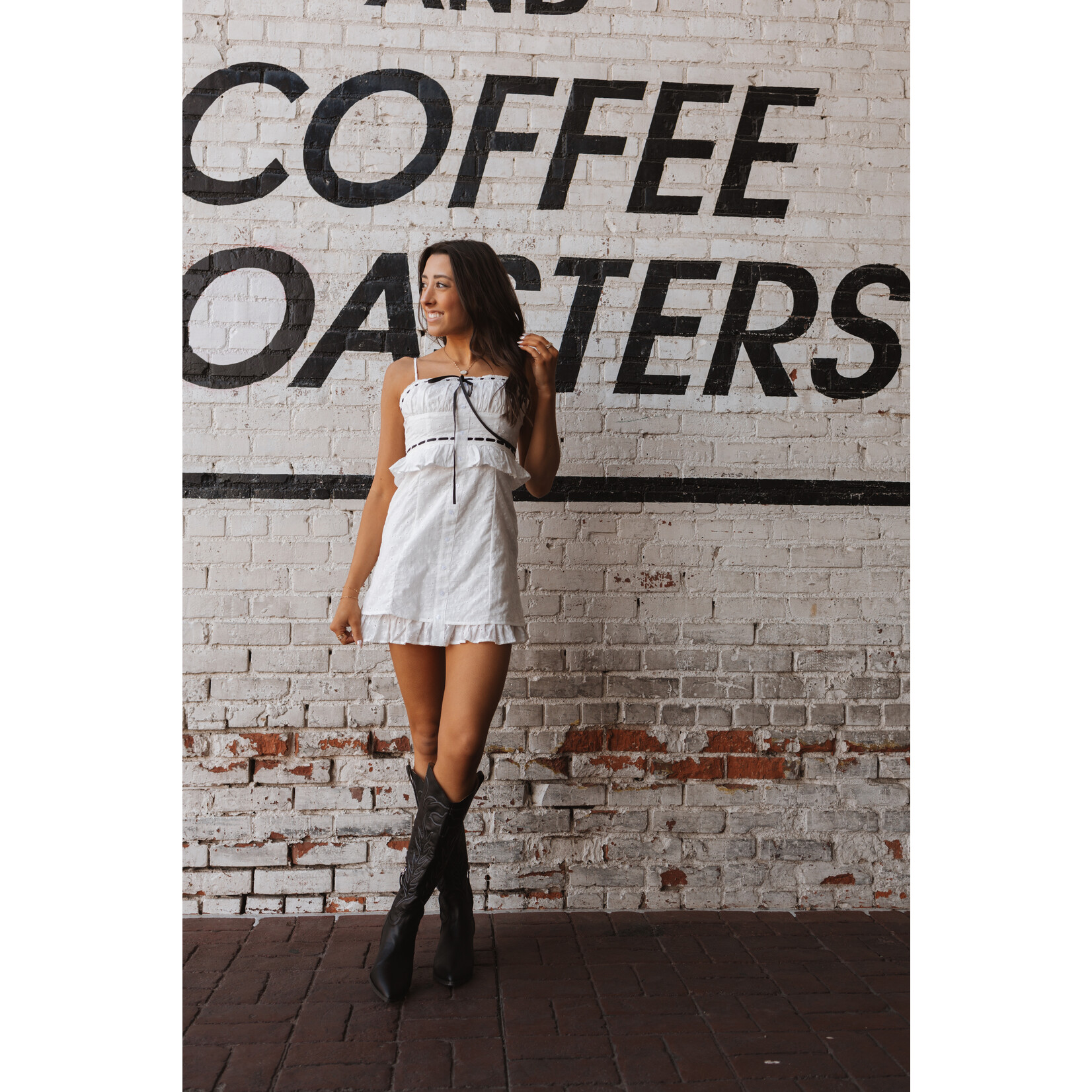 Eyelet Ruffle Mini Dress