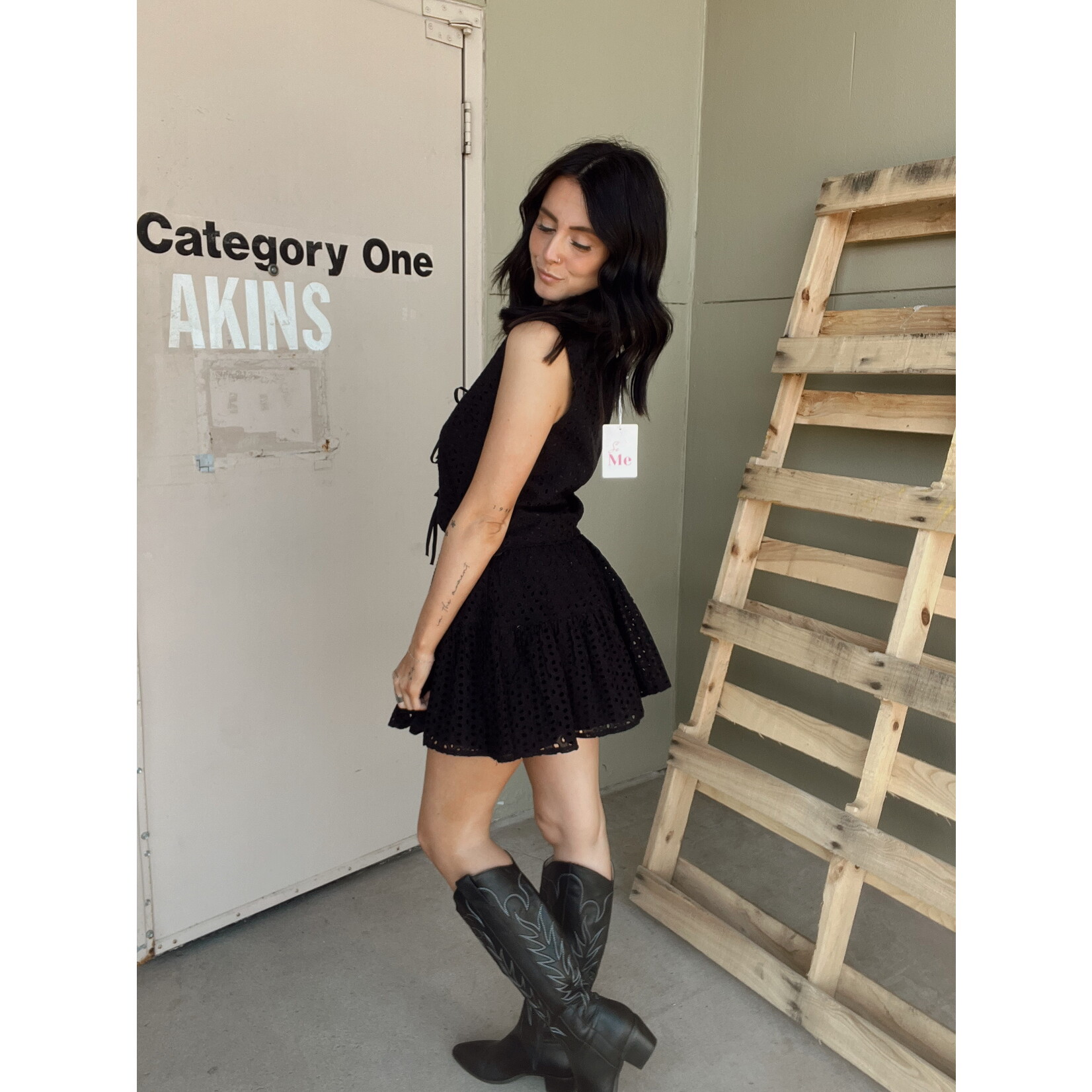 So Me Eyelet Tiered Mini Skirt