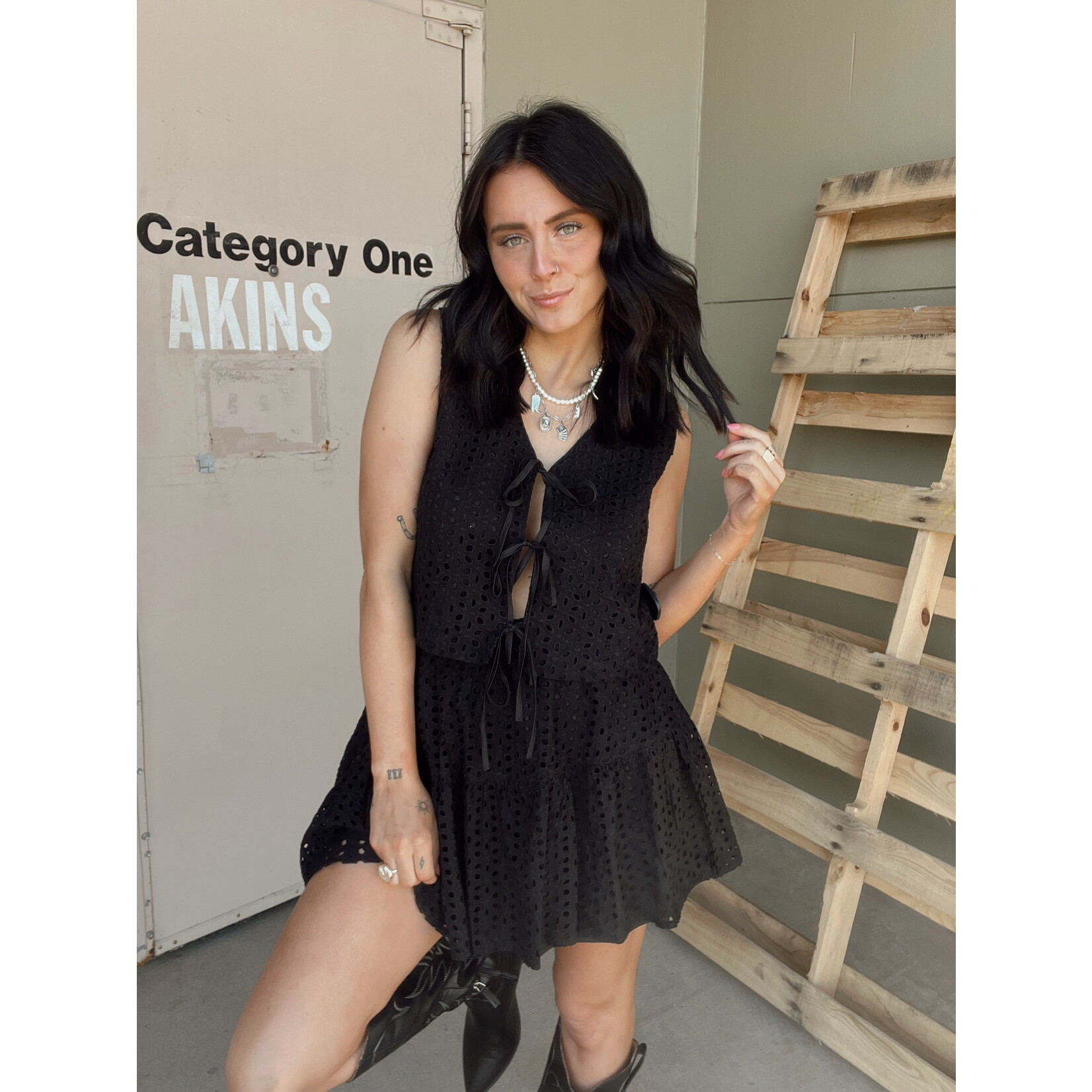 So Me Eyelet Tiered Mini Skirt