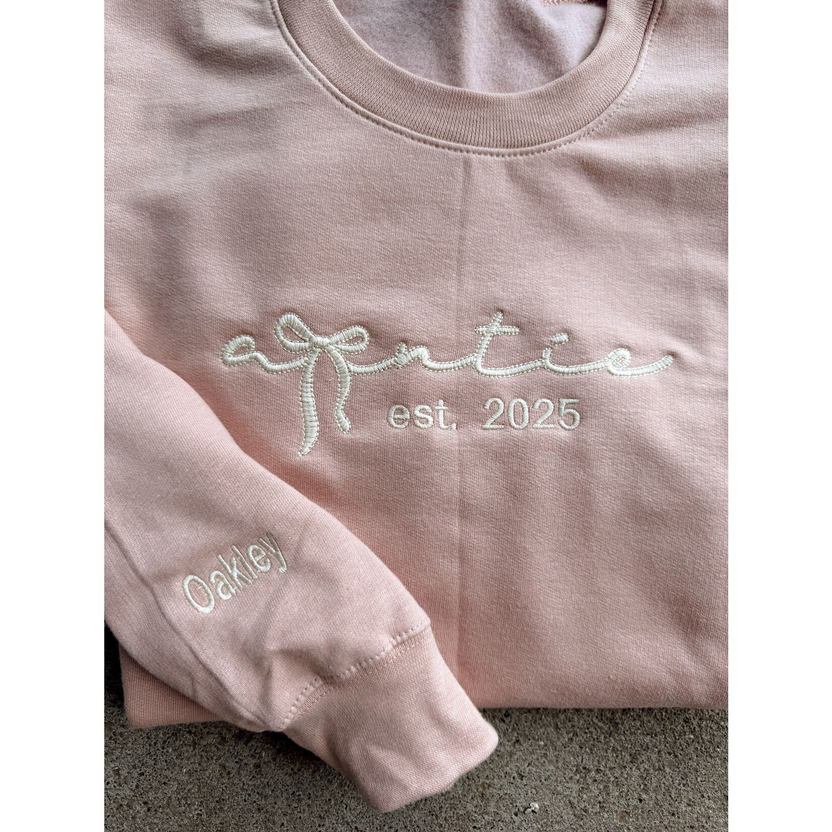 Gildan Auntie Bow Est. Custom Embroidered Crew