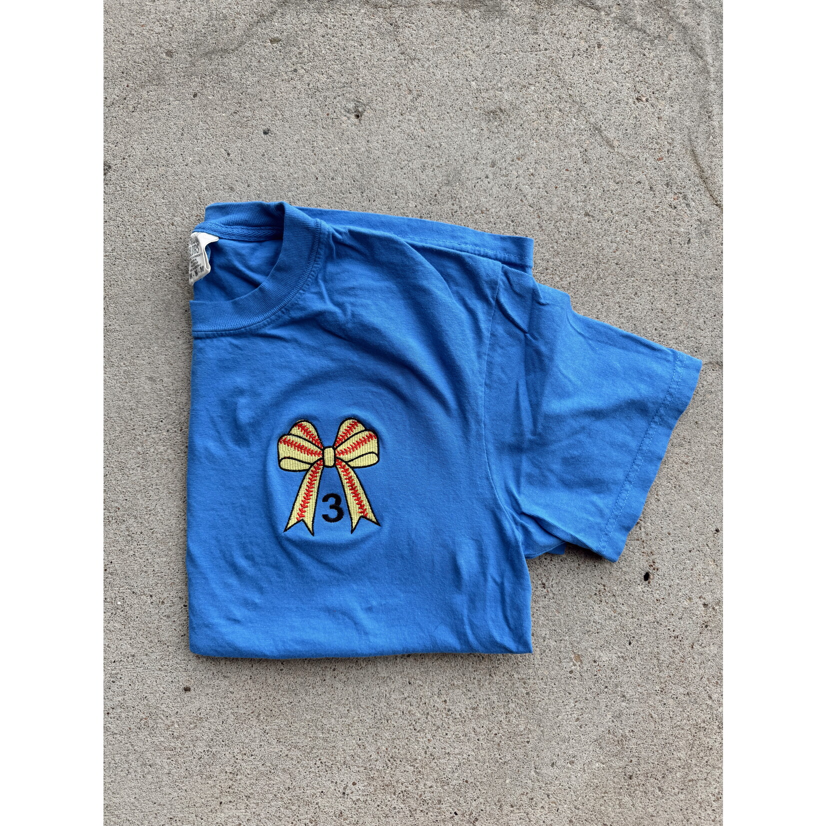 comfort colors Custom Embroidered Baseball/Softball Bow Tee