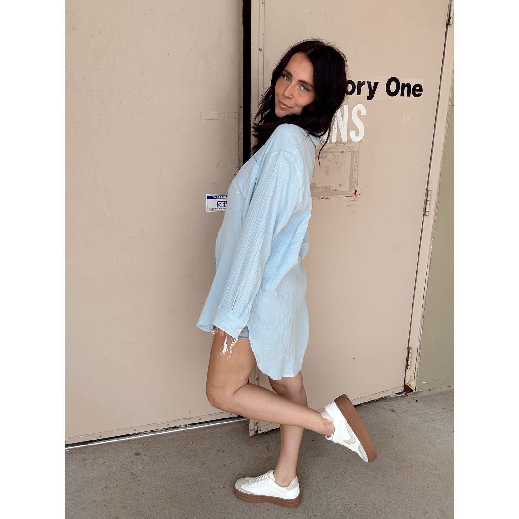 Sky to Moon Oversized Cover Up Collar Shirt