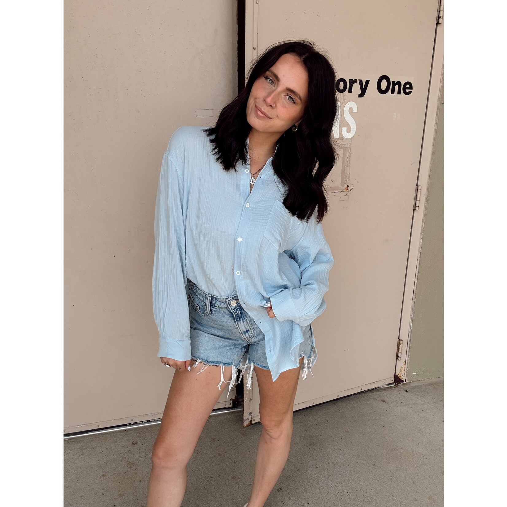 Sky to Moon Oversized Cover Up Collar Shirt