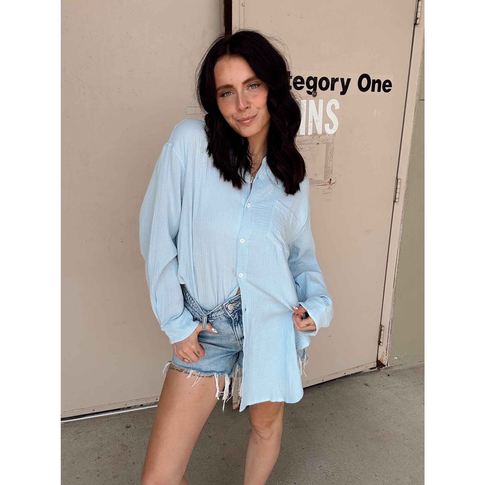 Sky to Moon Oversized Cover Up Collar Shirt