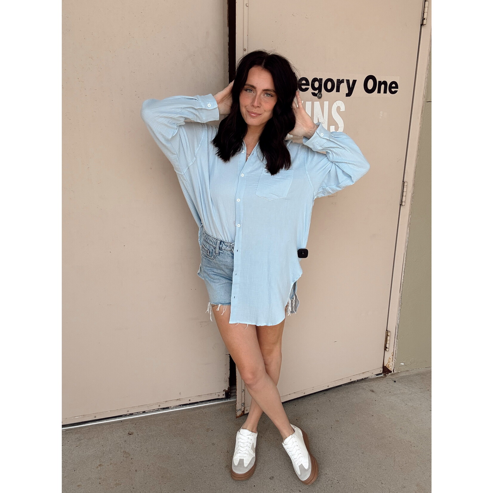 Sky to Moon Oversized Cover Up Collar Shirt