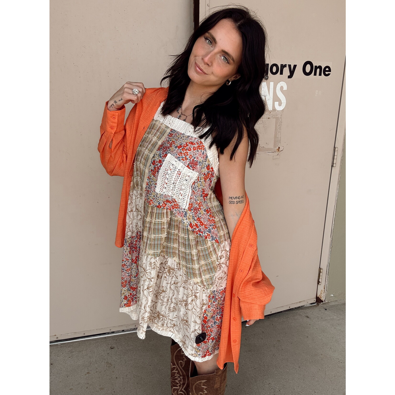 Colorful Patch Flowy Dress