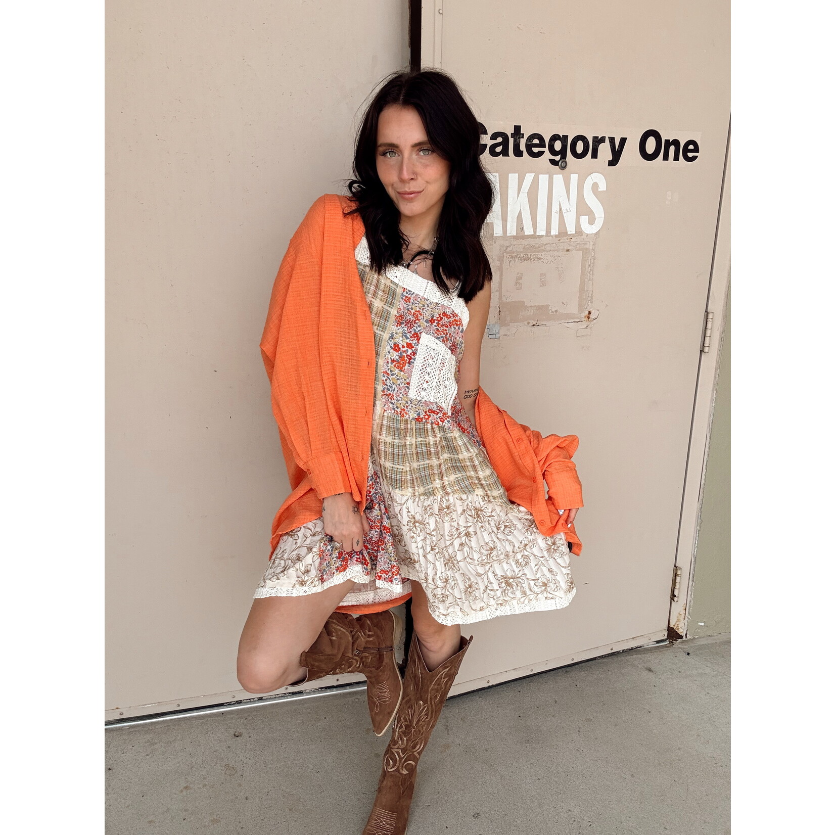 Colorful Patch Flowy Dress