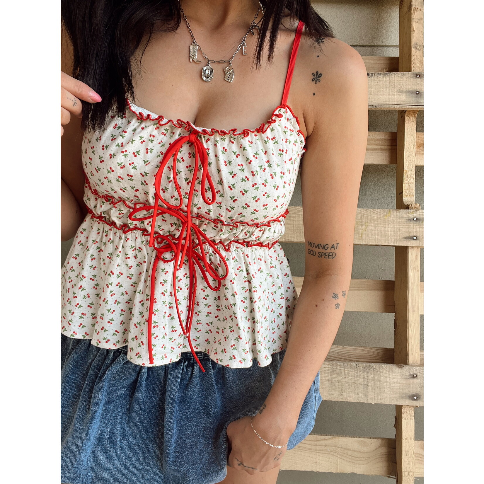 Cherry Blossom Tie-Front Top