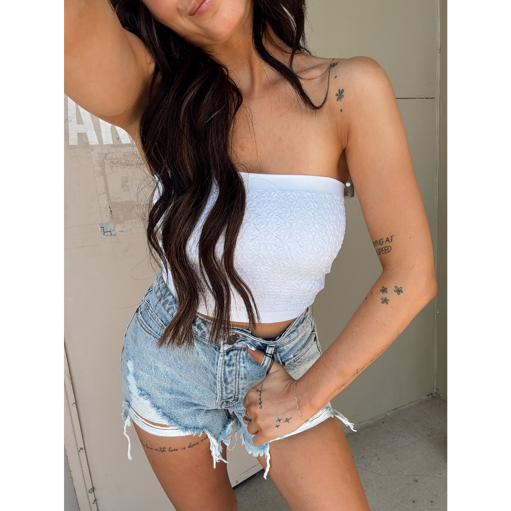 Nikibiki Floral Lace Tube Top