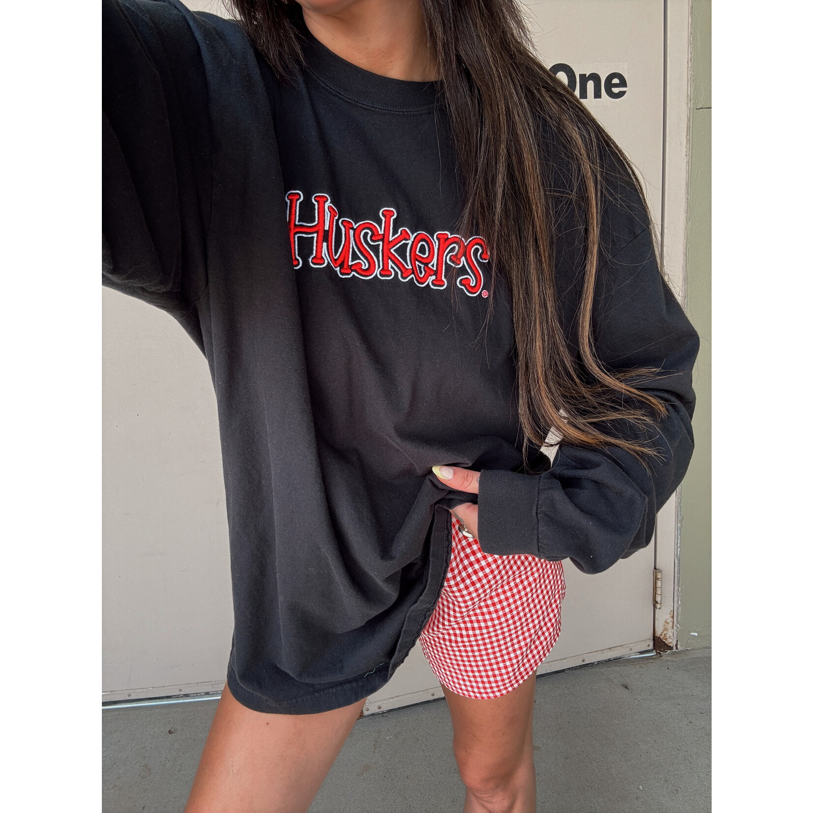 comfort colors Huskers 3D Long Sleeve Tee