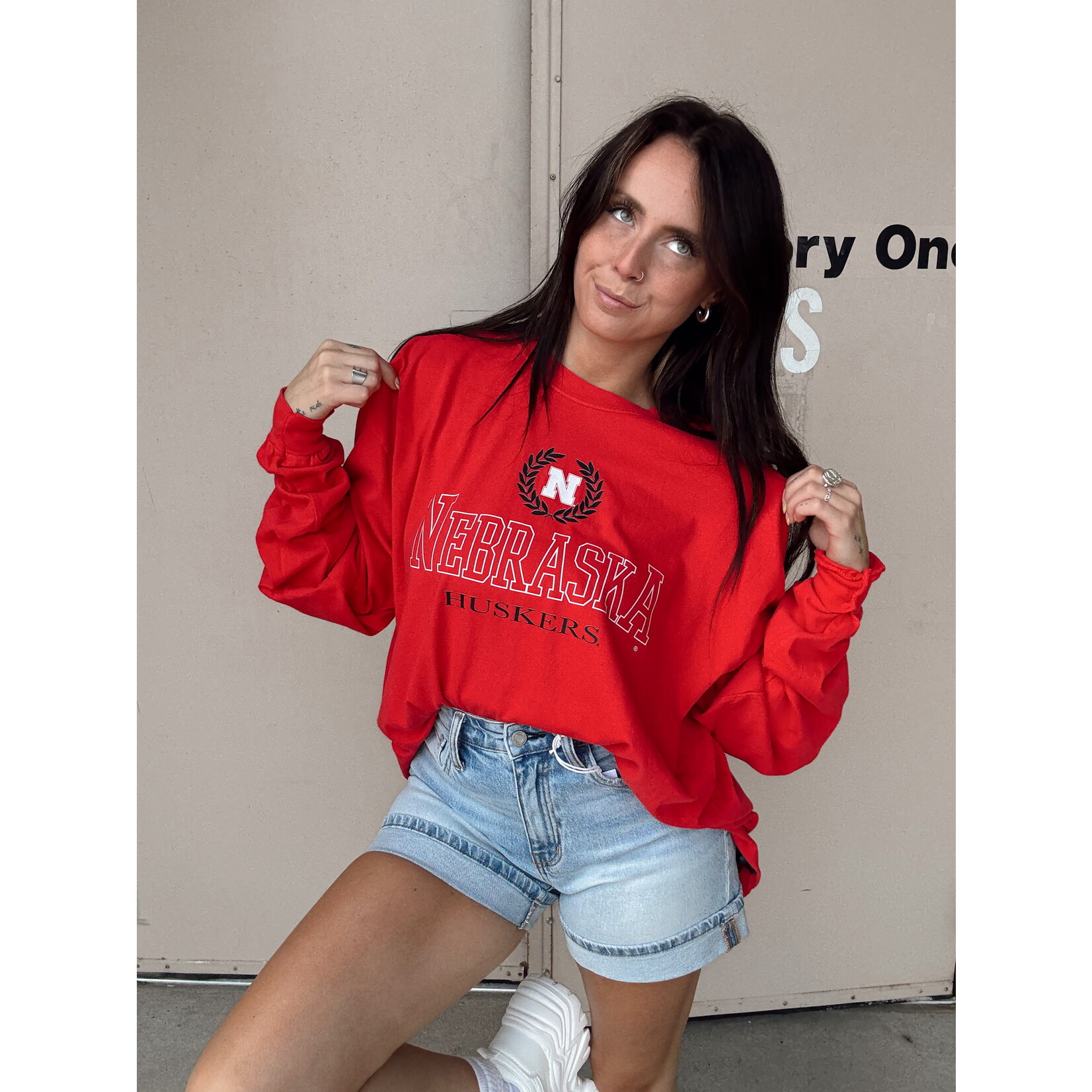 Nebraska Huskers Wreath Long Sleeve