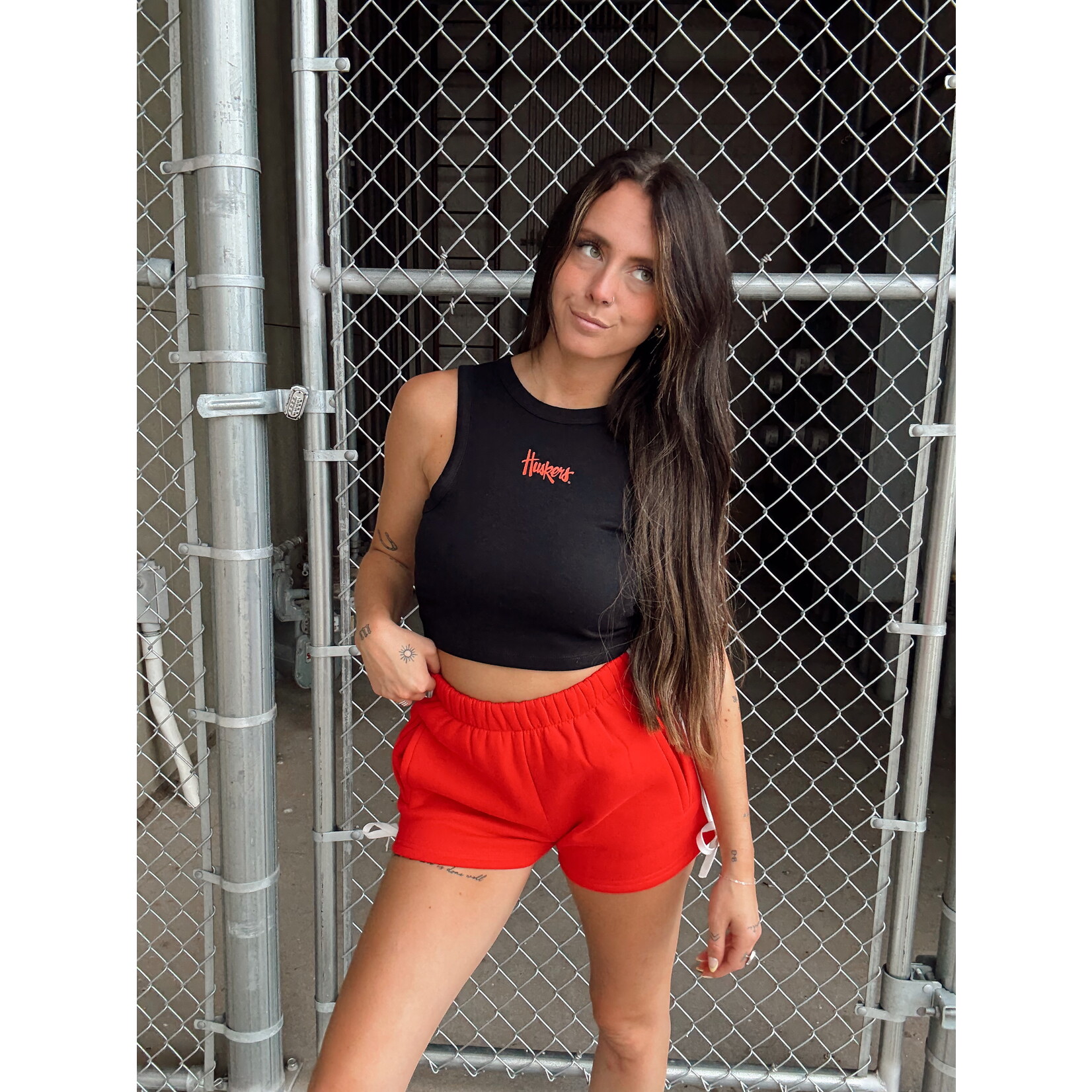 Huskers Logo Mini Crop Tank