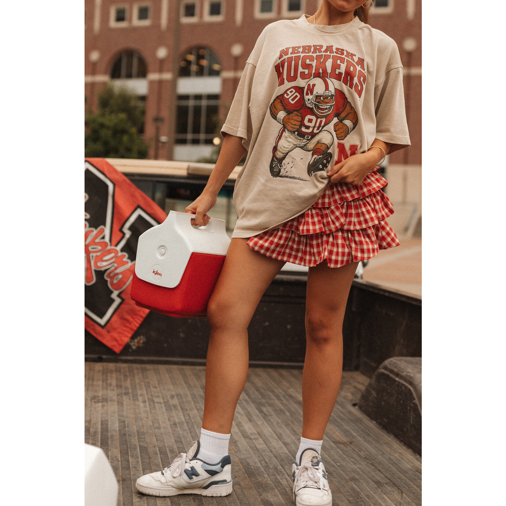 lane seven Nebraska Huskers Big Football Player Tee