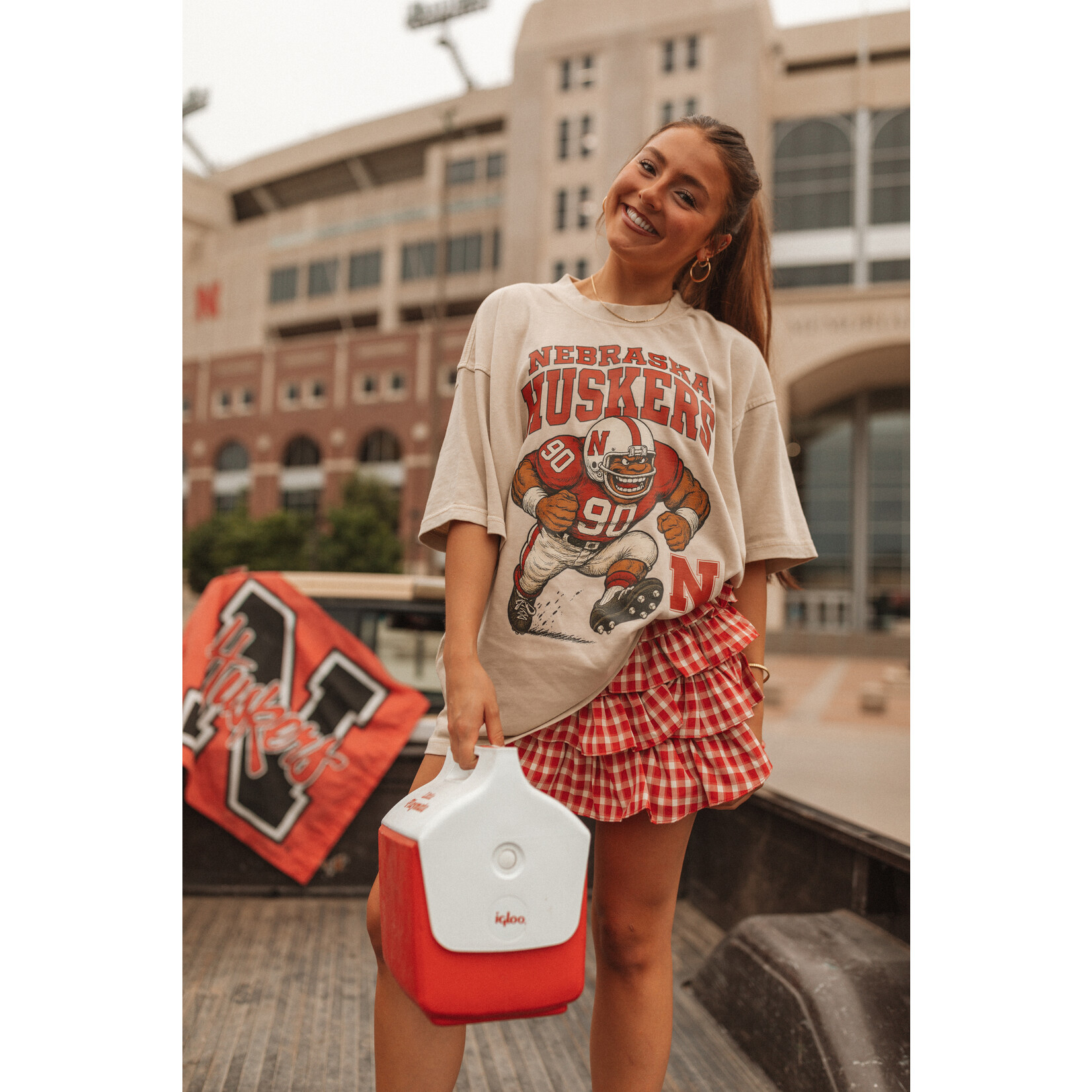 lane seven Nebraska Huskers Big Football Player Tee