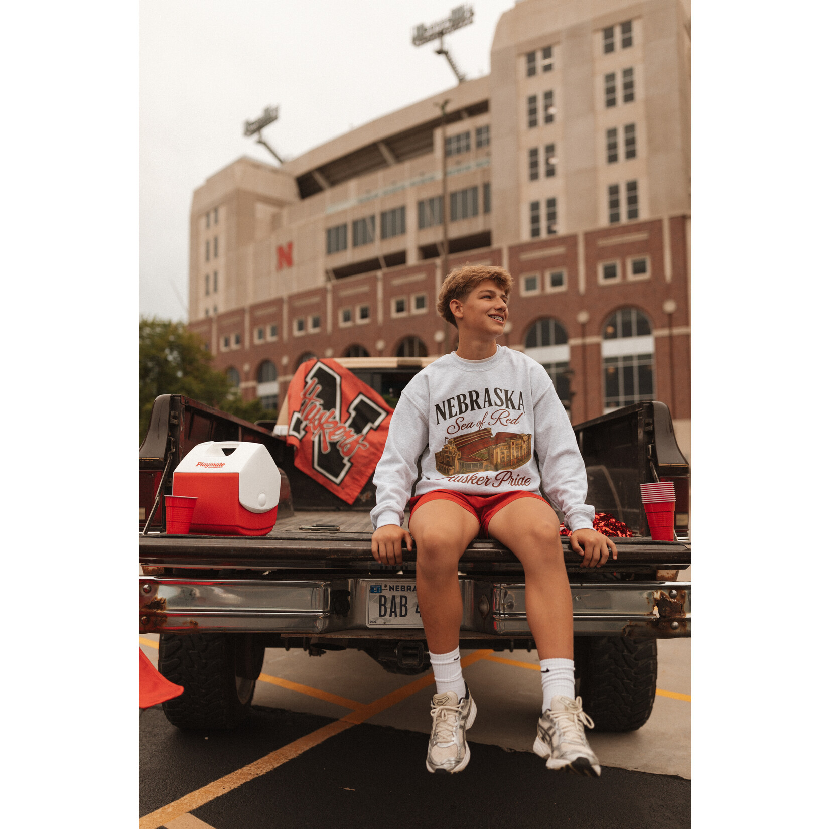 Gildan Nebraska Sea of Red Crew