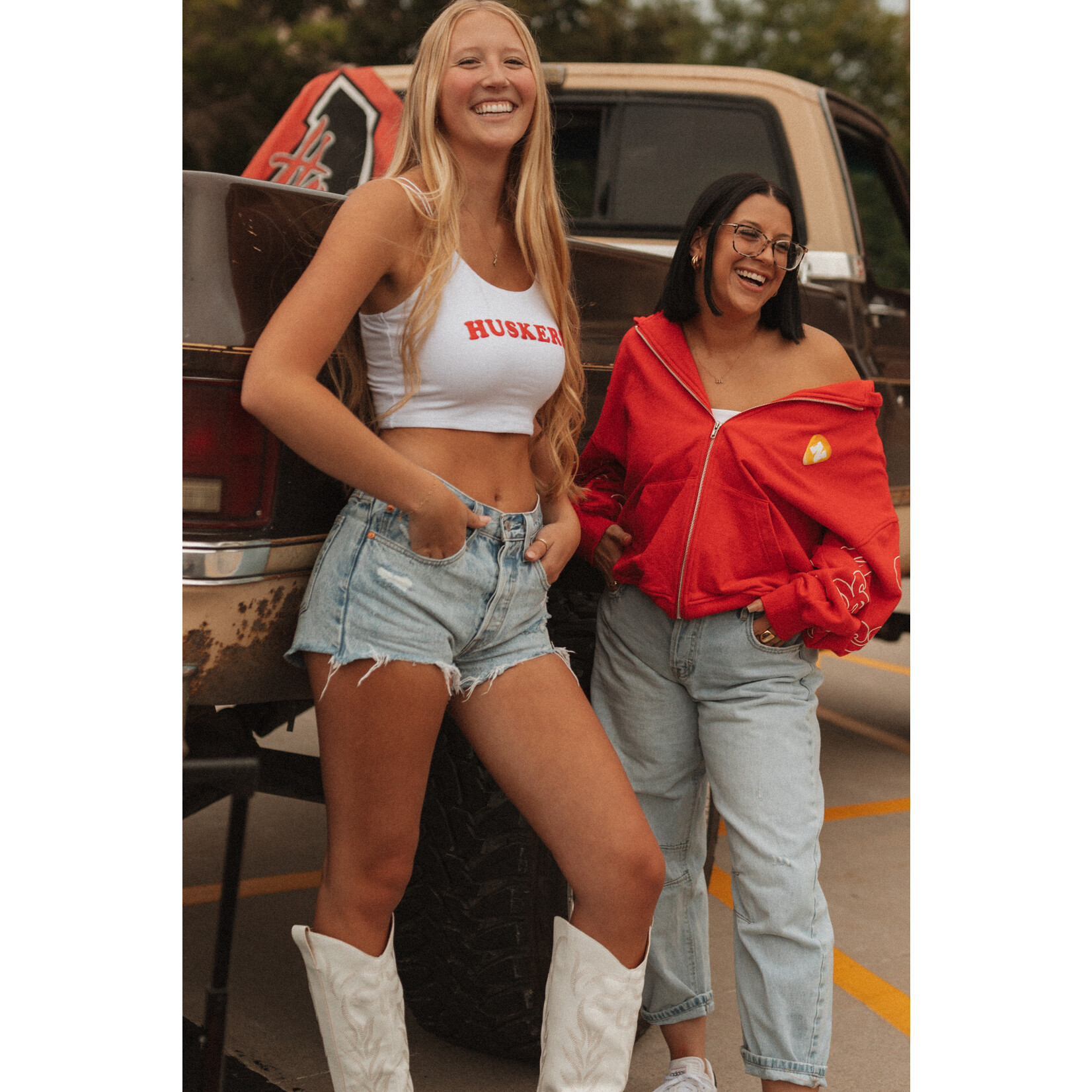 Huskers Uppercase Puff Crop Tank