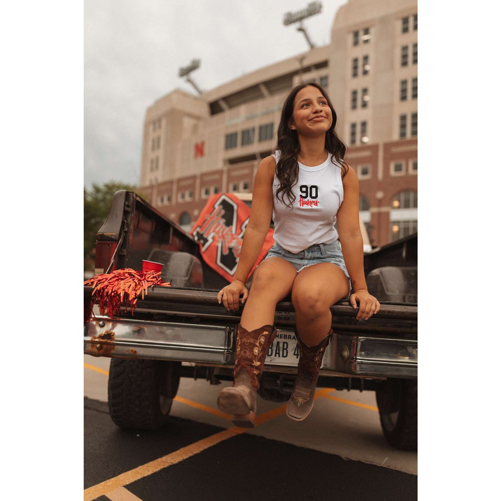 Bella+Canvas 90 Huskers Embroidered Tank