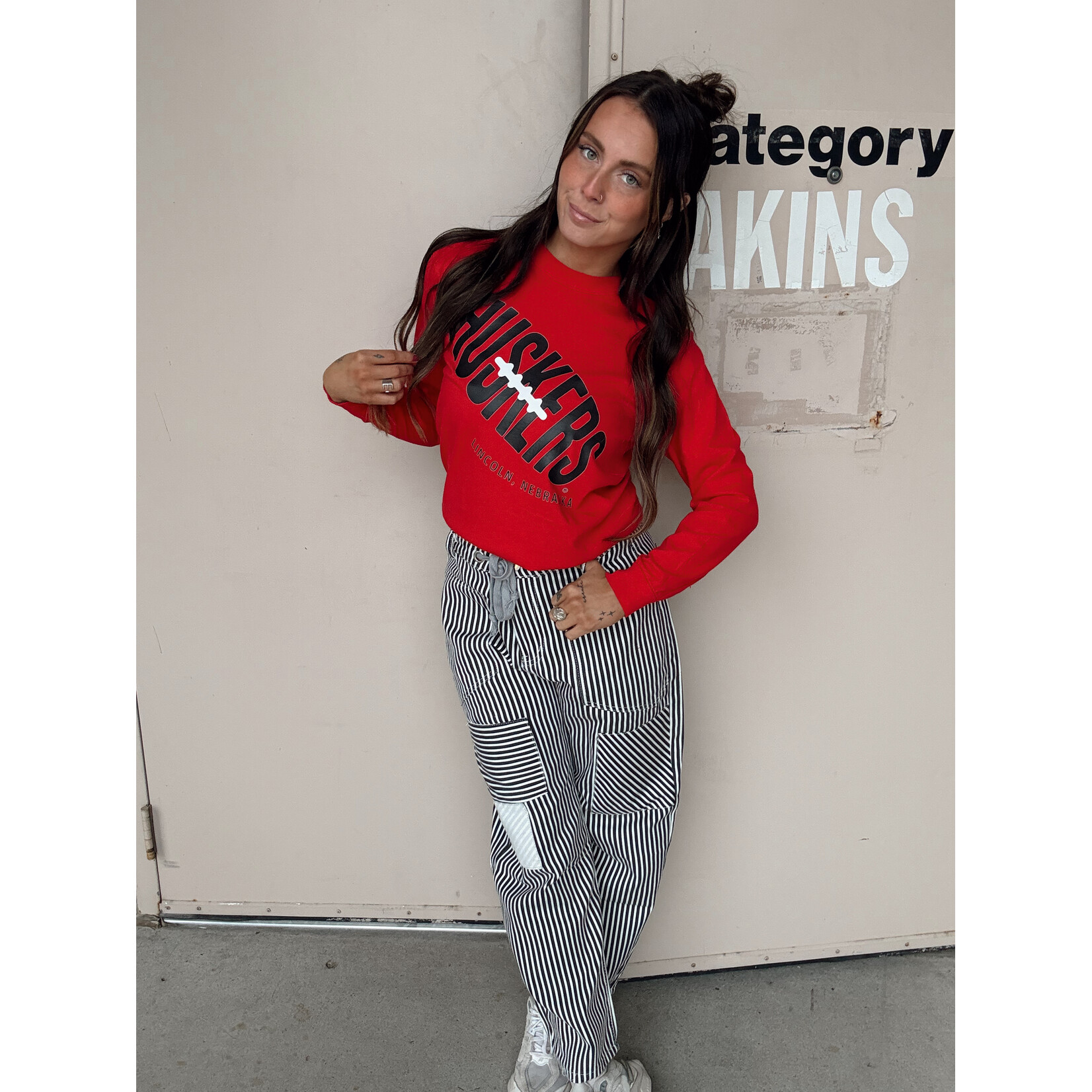 comfort colors Huskers Football Shape Long Sleeve