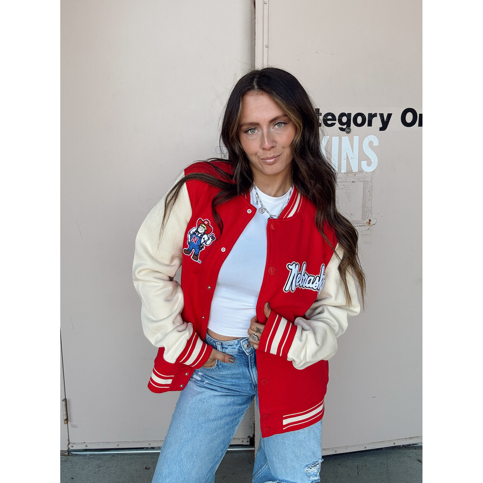 MADE Nebraska Herbie Patch Letterman Jacket