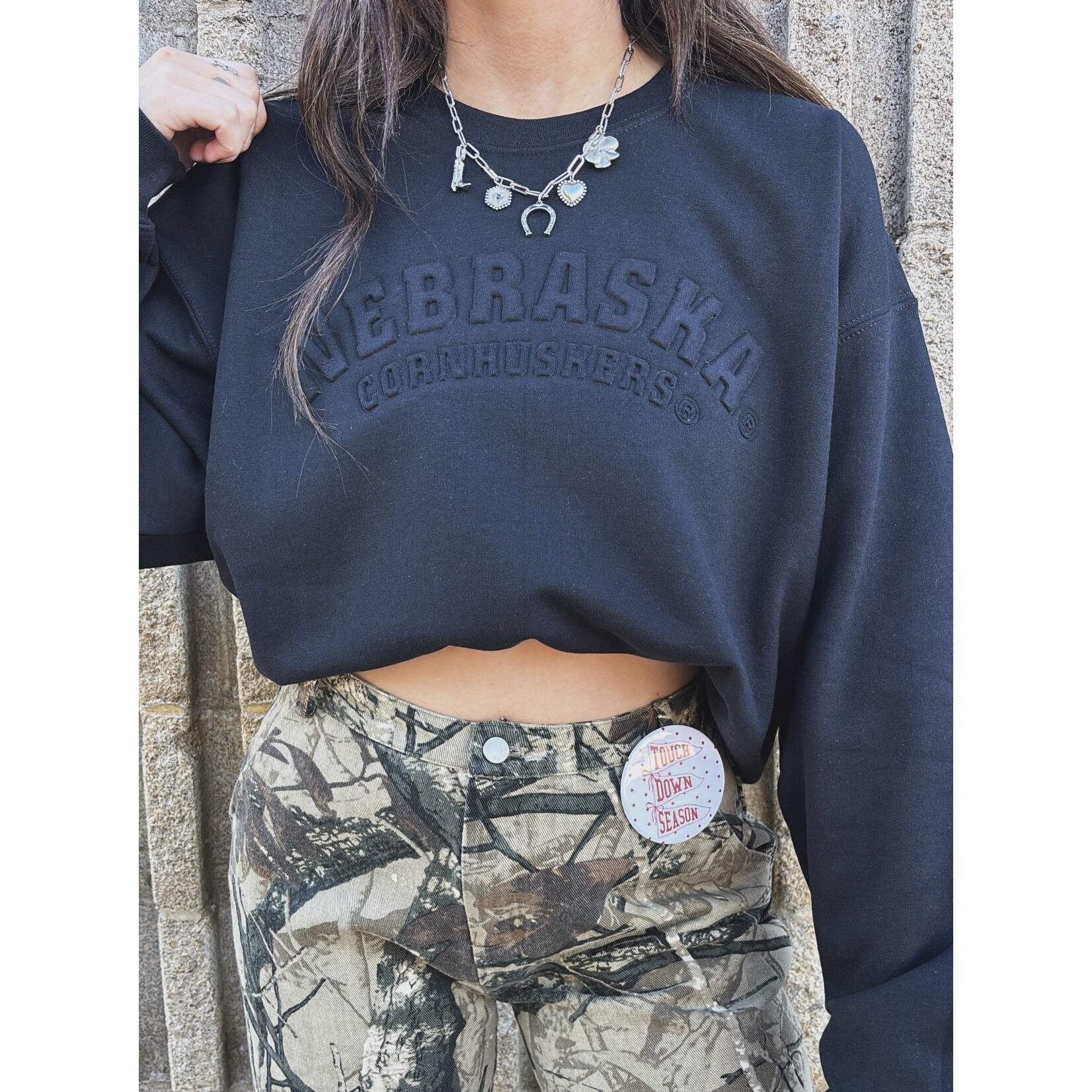 Embossed Nebraska Cornhuskers Crew