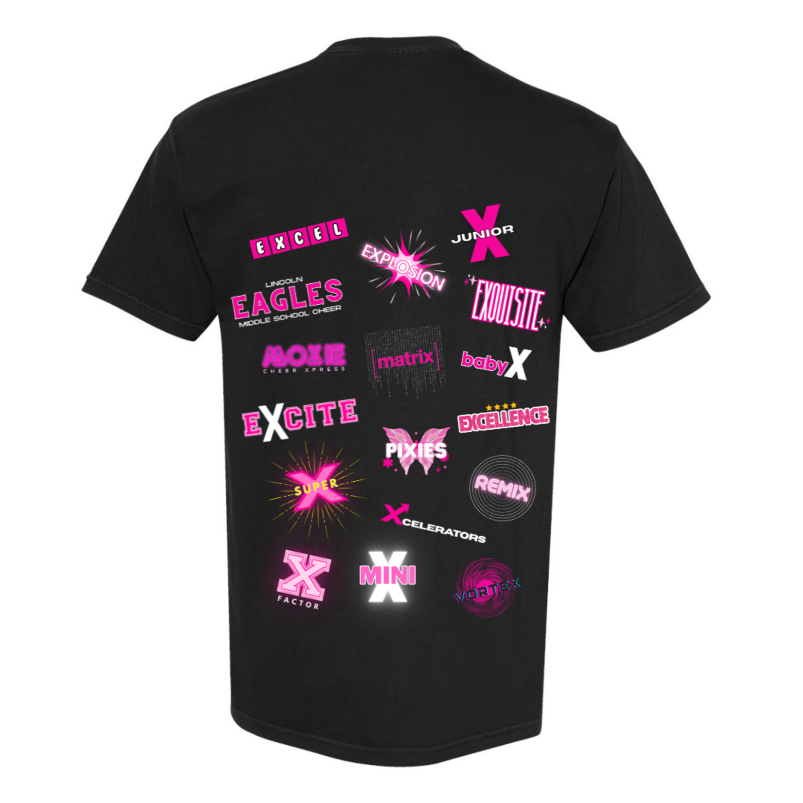 comfort colors Cheer Express All Teams Front & Back Tee