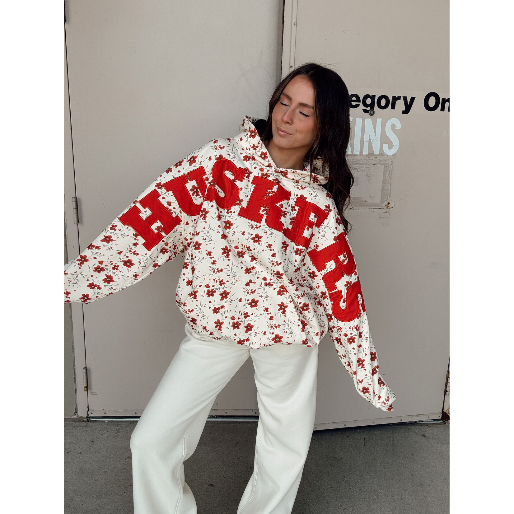 Floral Husker Spellout Hoodie