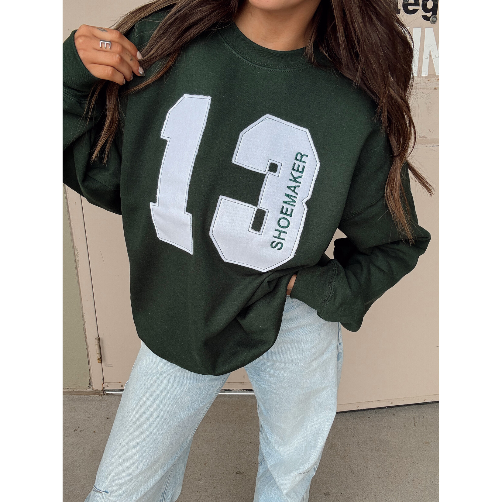 Gildan Custom Number Raw Edge Crew