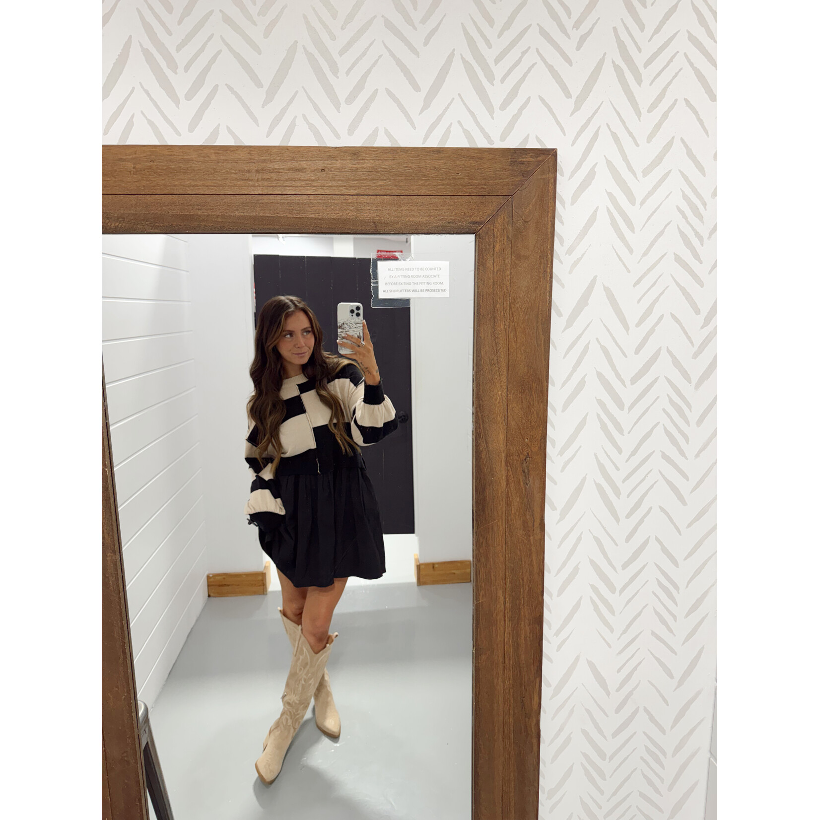 Mixed Media Striped Sweater Dress