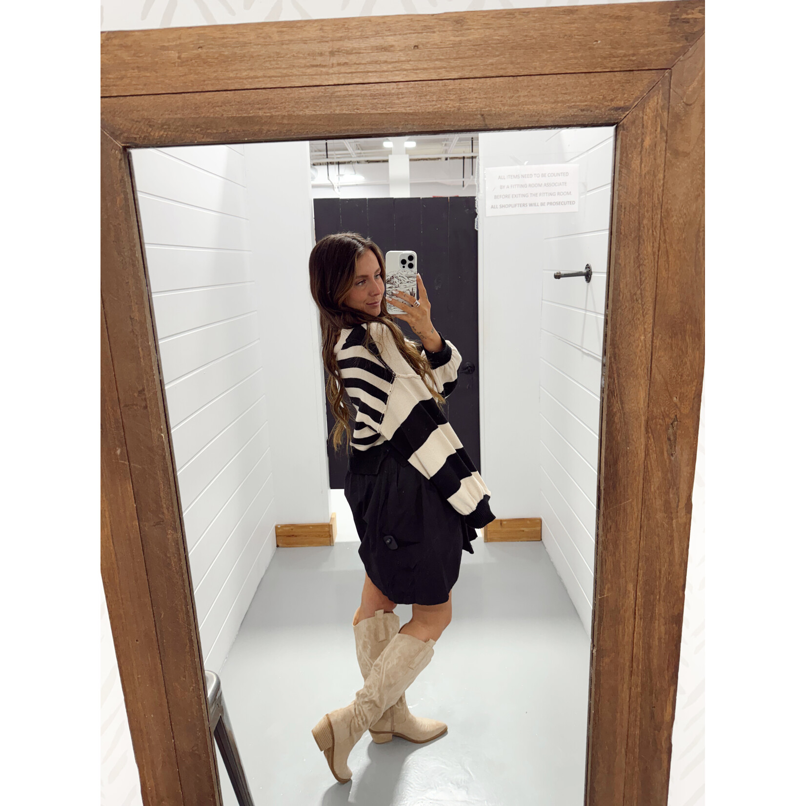 Mixed Media Striped Sweater Dress