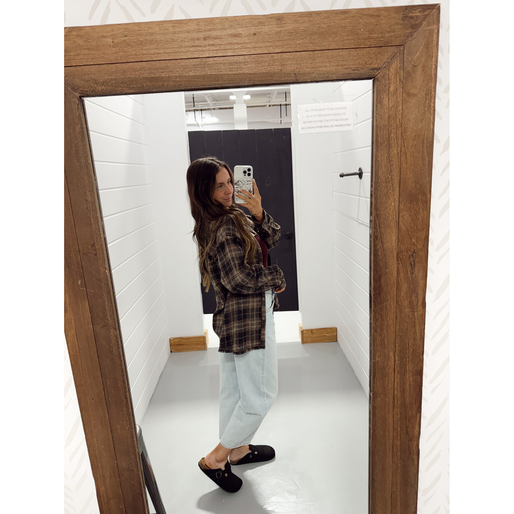 Point Collard Frayed Flannel Shirt