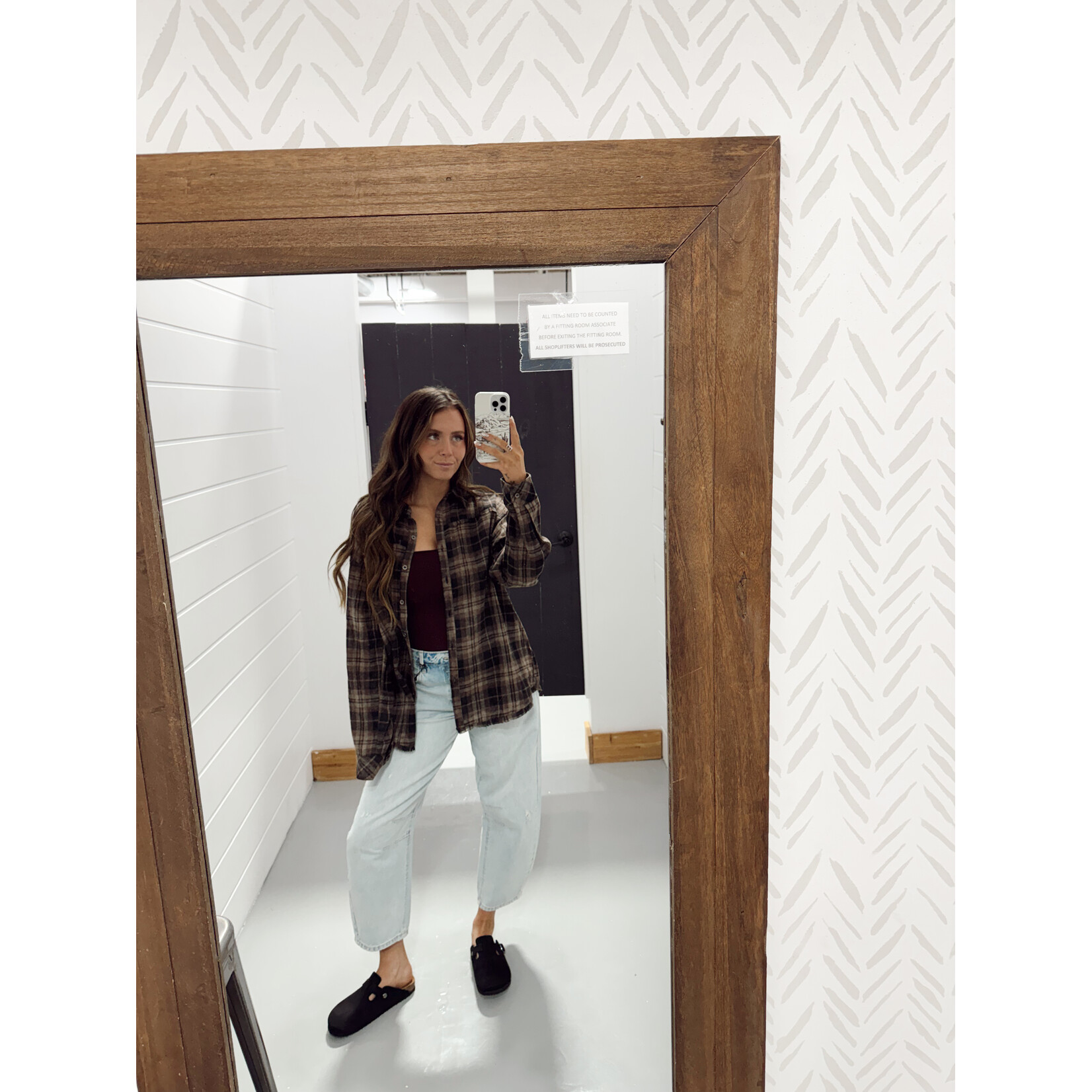 Point Collard Frayed Flannel Shirt