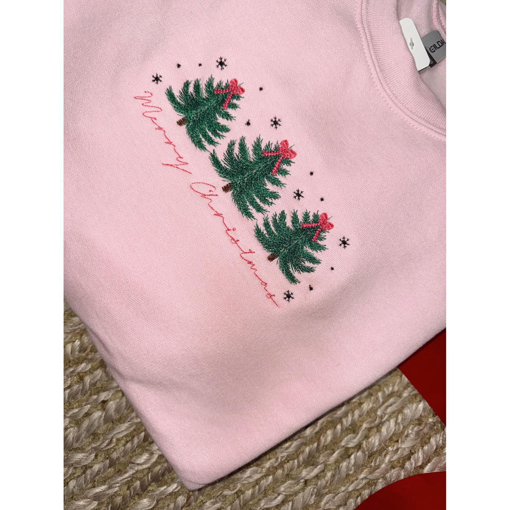 Merry Christmas Bow Trees Emb. Crew