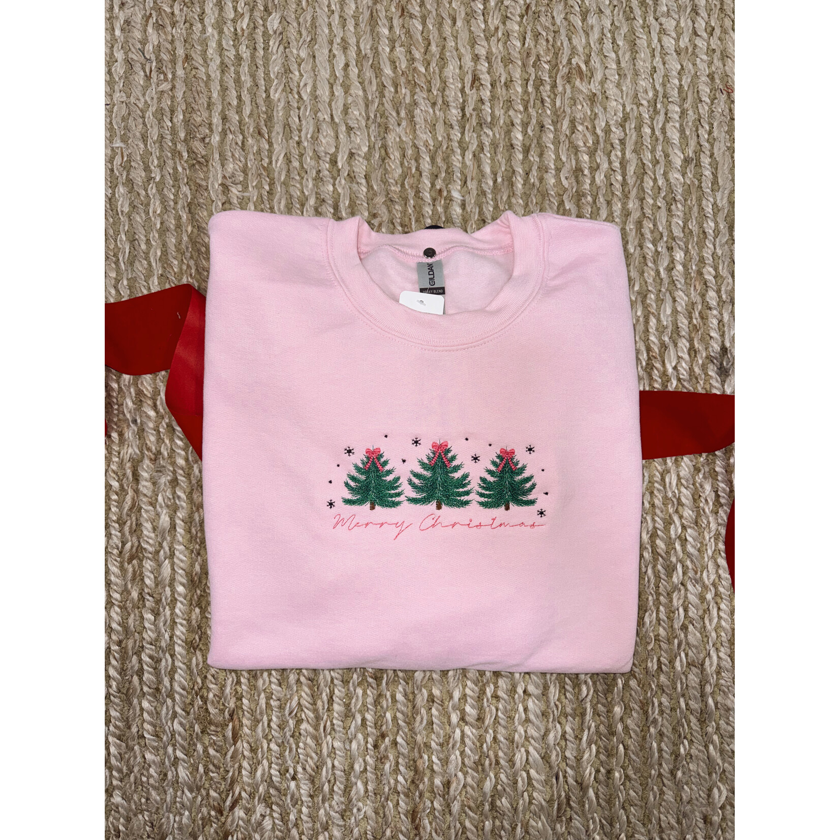 Merry Christmas Bow Trees Emb. Crew