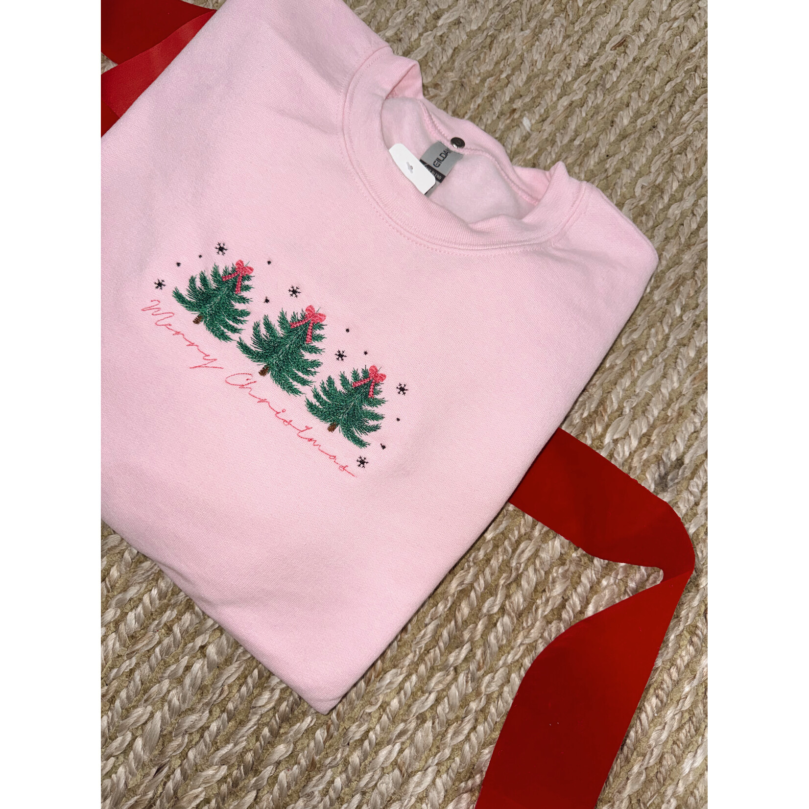 Merry Christmas Bow Trees Emb. Crew