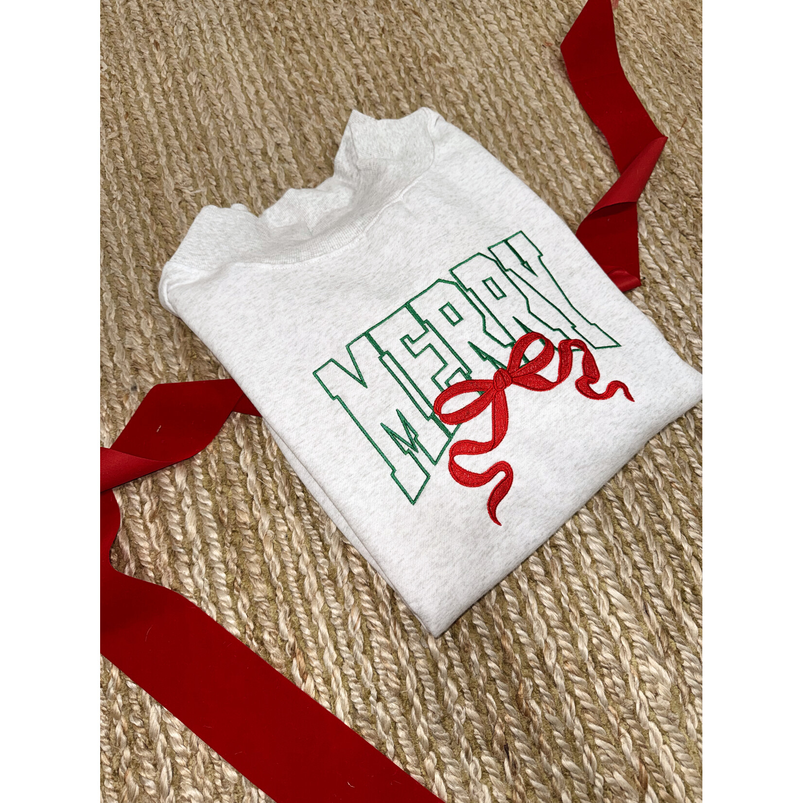 Merry Bow Emb. Mock Neck Sweatshirt
