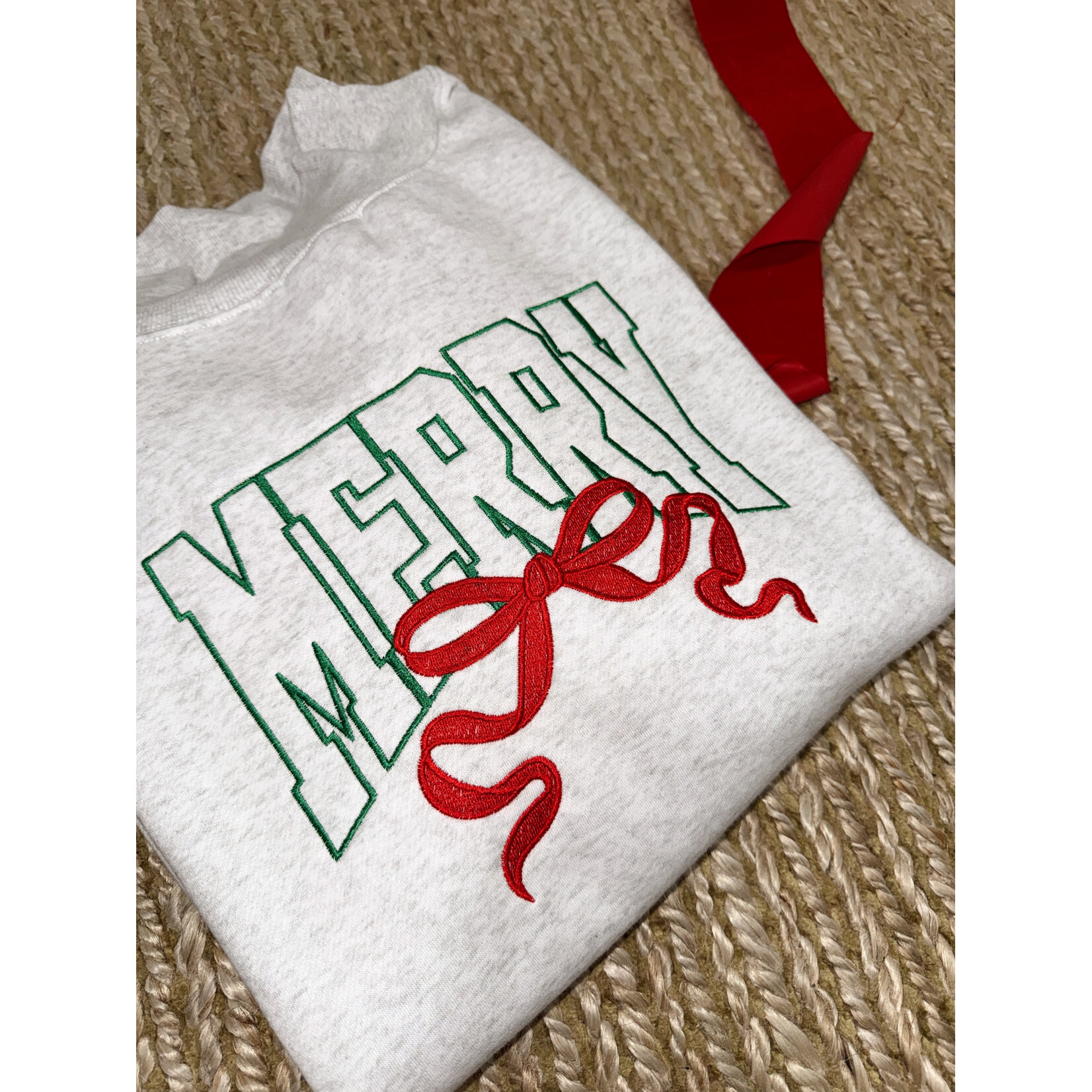 Merry Bow Emb. Mock Neck Sweatshirt