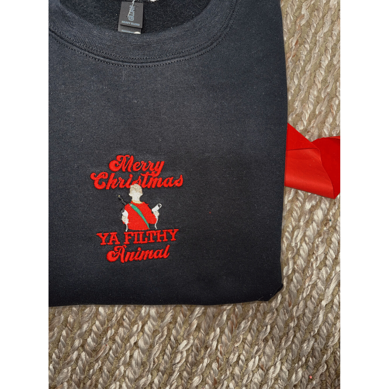Merry Christmas Ya Filthy Animal Emb. Crew