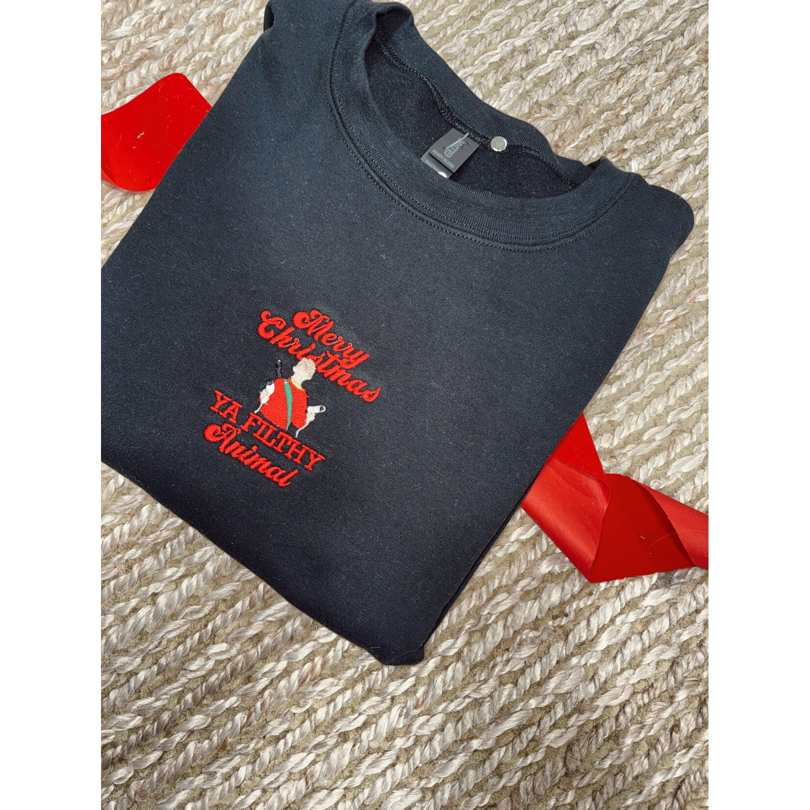 Merry Christmas Ya Filthy Animal Emb. Crew