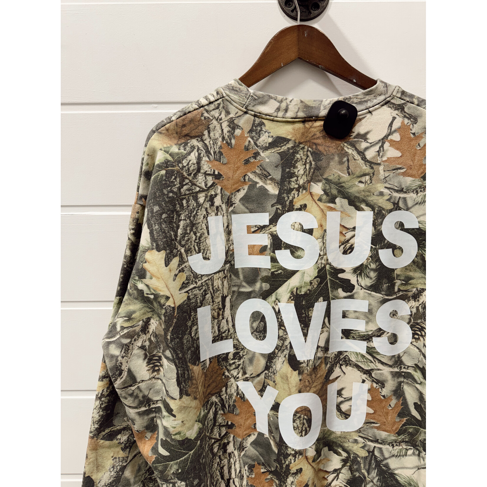 Cotton Collective Jesus Loves You Vintage Camo Crew